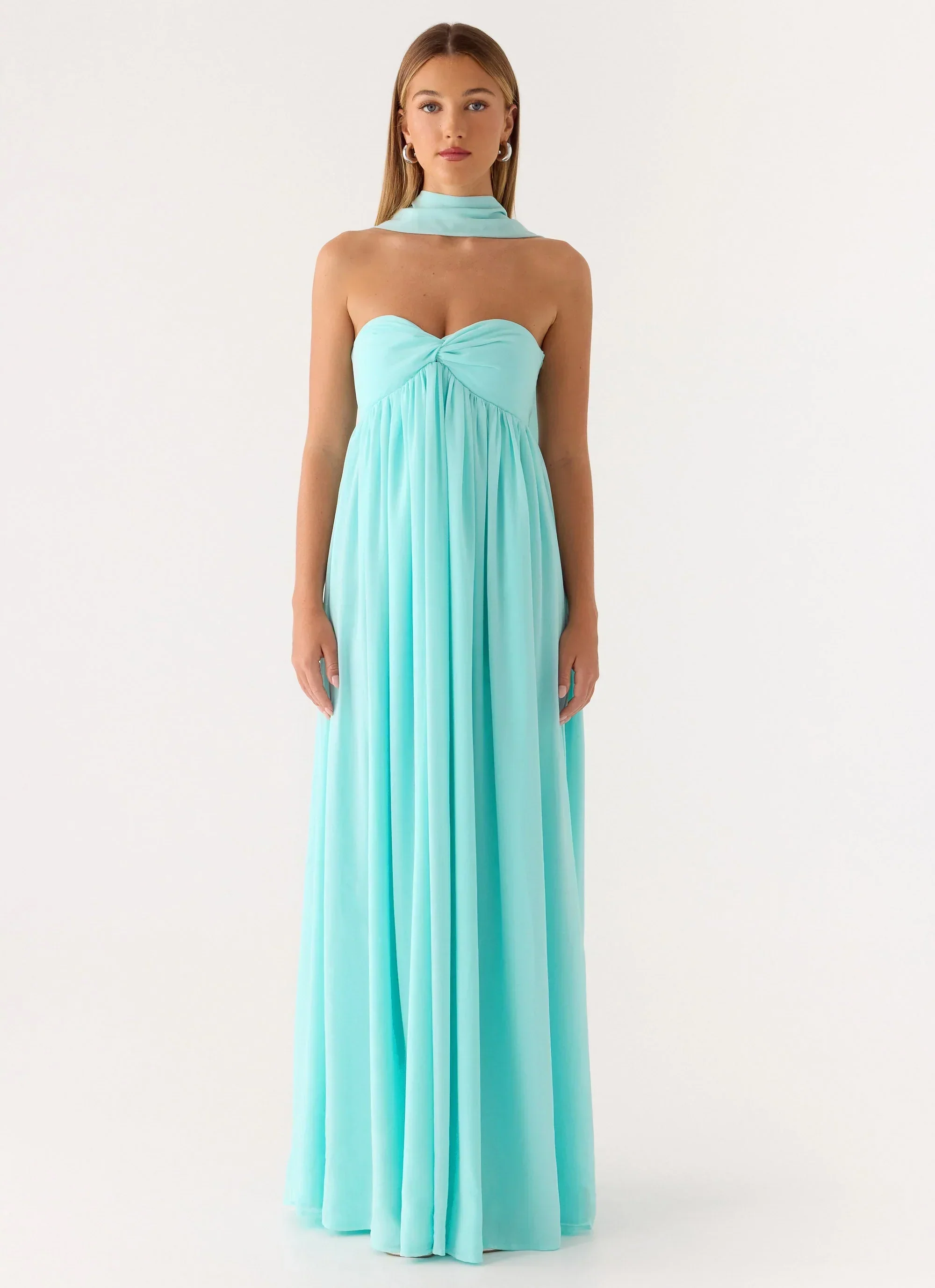 Celestino Scarf Maxi Dress - Aqua - luluinthesky