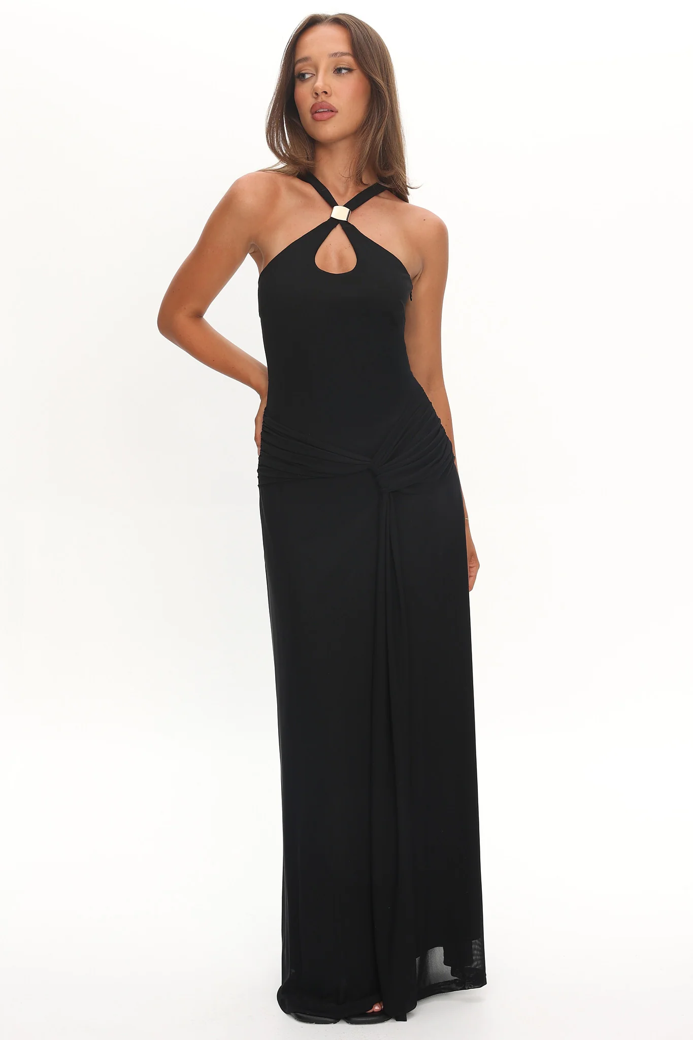 Cresida Keyhole Racerback Maxi Dress Black