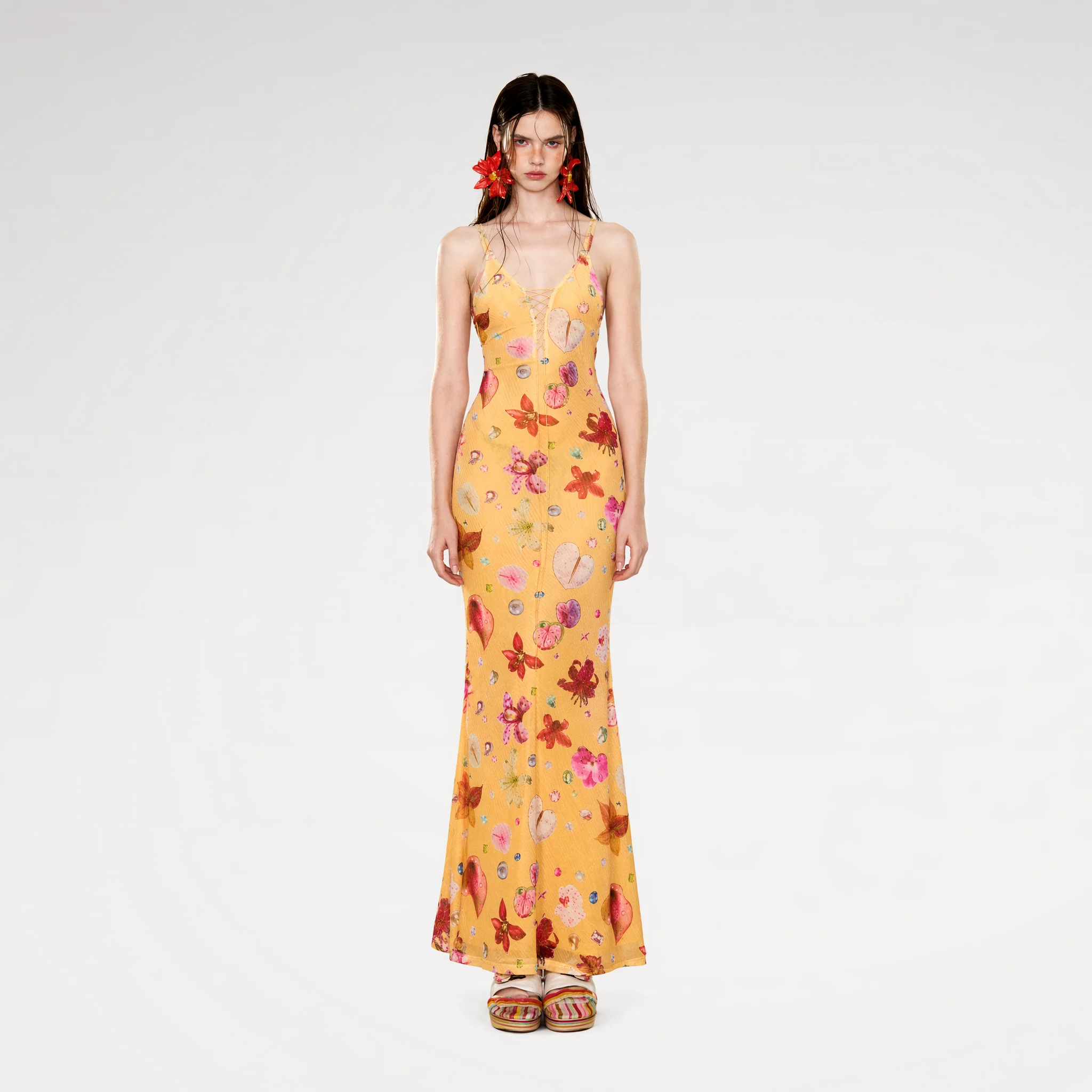 Lace-Up Mesh Mermaid Dress