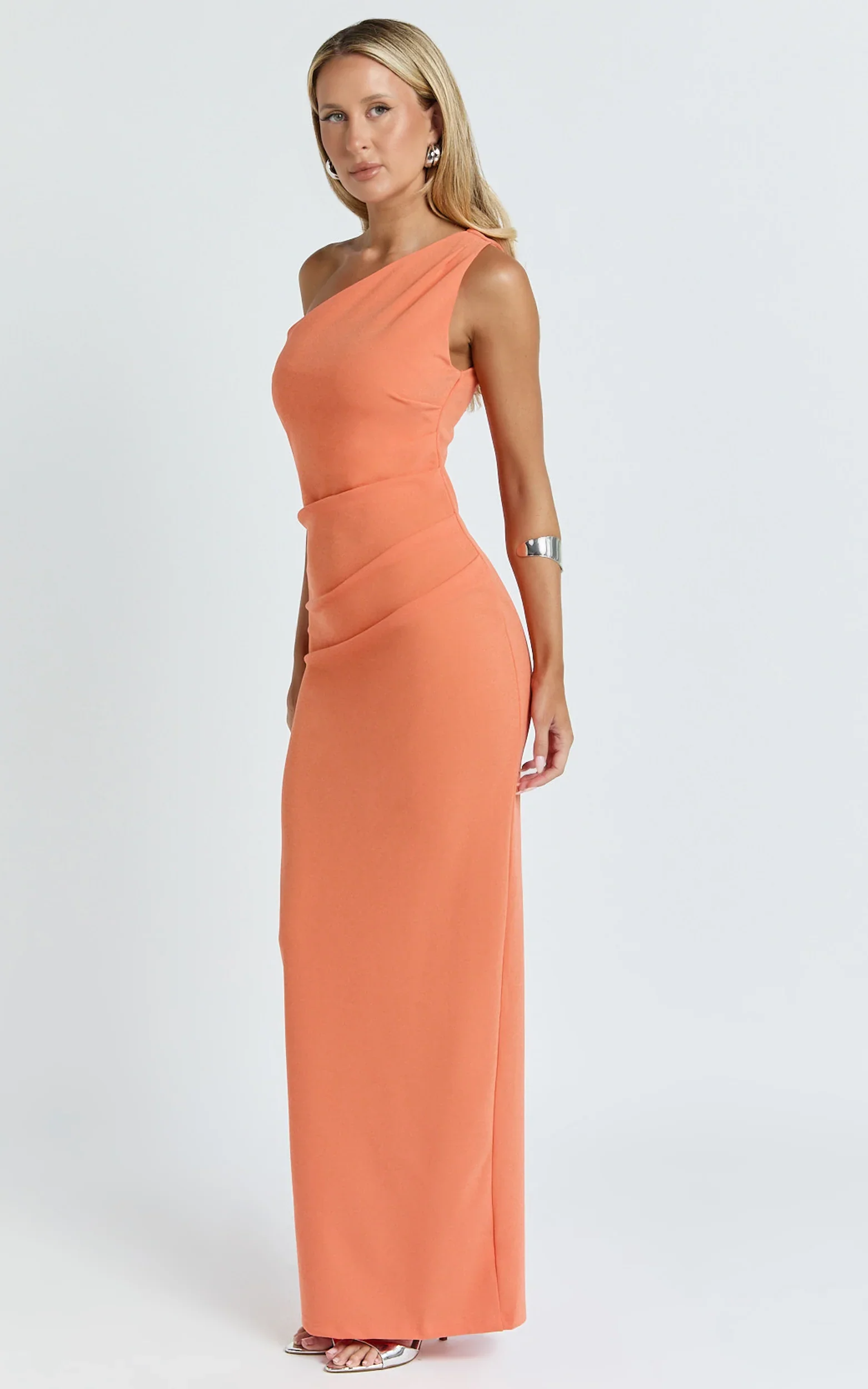 Criselda Maxi Dress - One Shoulder Maxi Dress in Orange