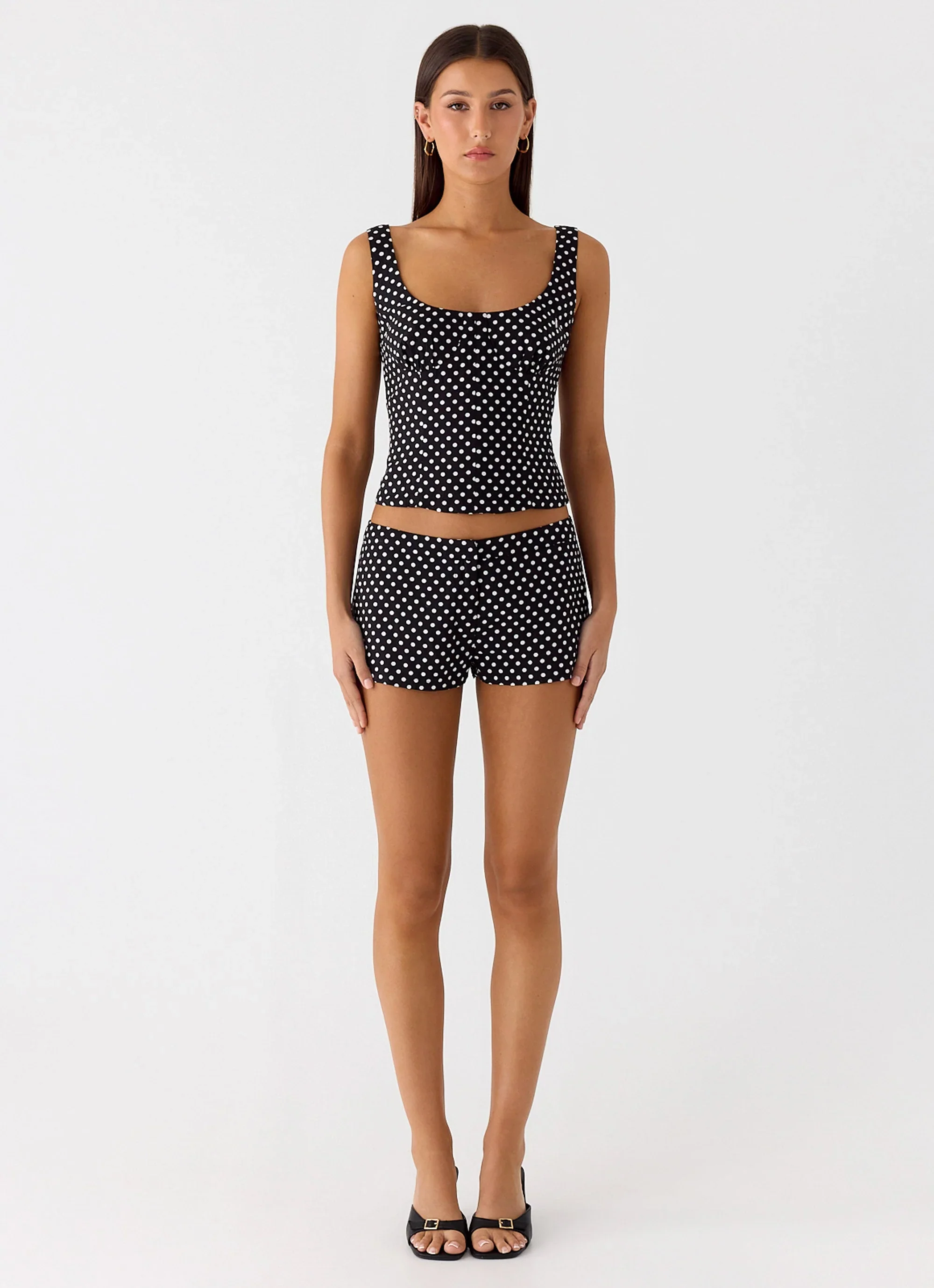 Coastline Bustier Top - Black Polkadot