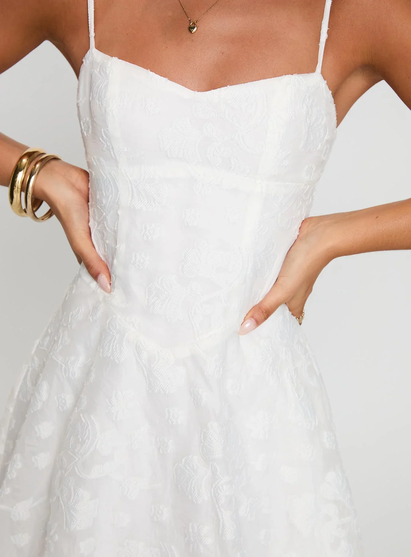 New Chapters Broderie Mini Dress White - luluinthesky