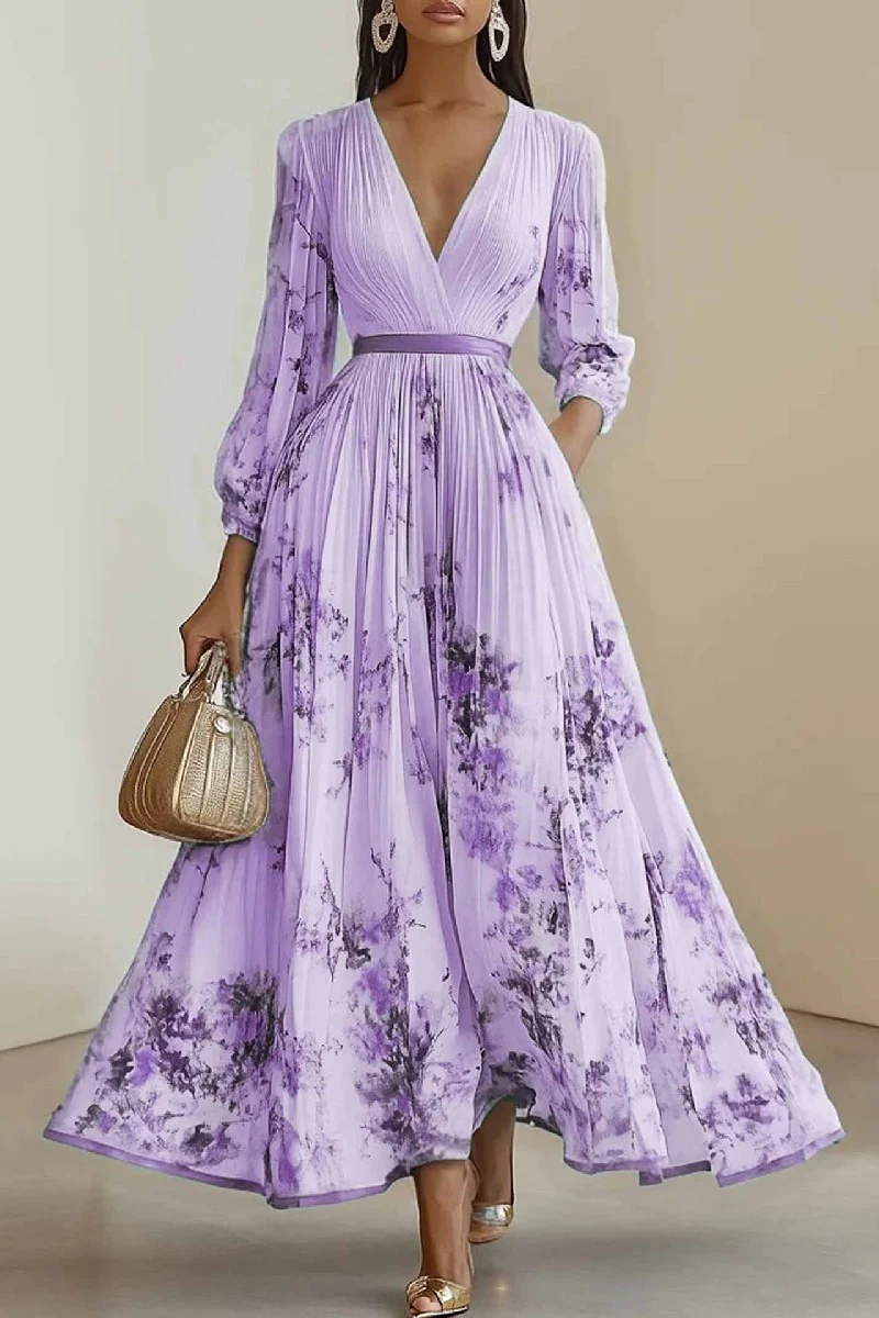 A-Line Tea Length Chiffon Wedding Guest Dress 891554880016