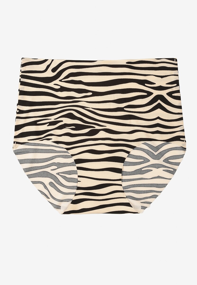 Beżowo-Czarne Bezszwowe Majtki Figi High Waist Dolevia