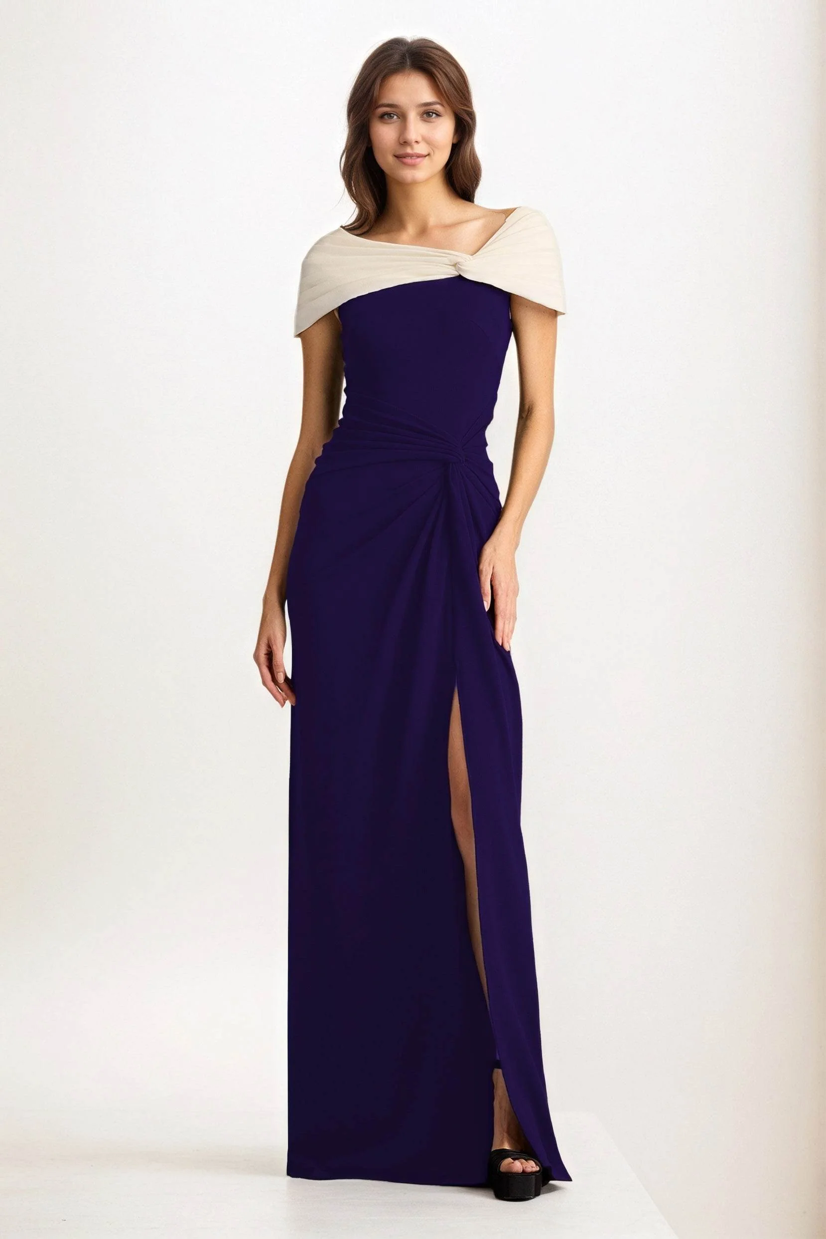 Sheath-Column Maxi Chiffon Wedding Guest Dress CG0279