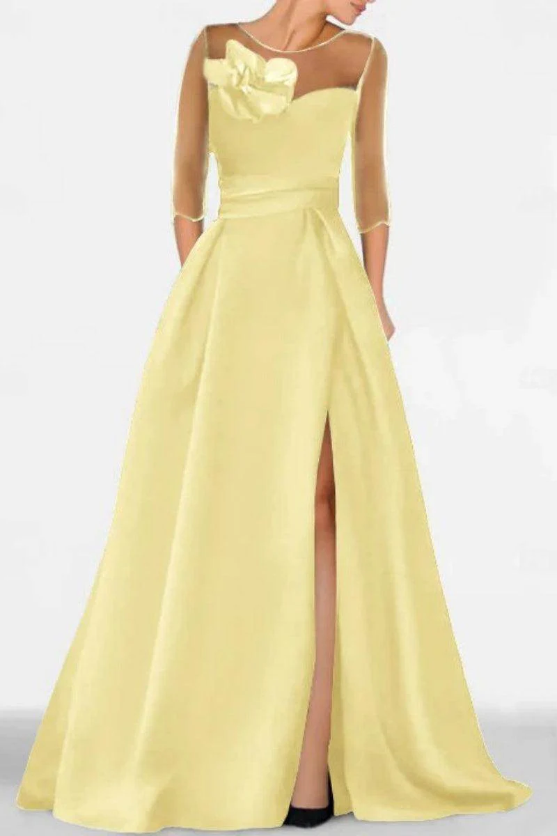 A Line Sweetheart 3/4 Sleeves High Split Mother Dresses CM0338