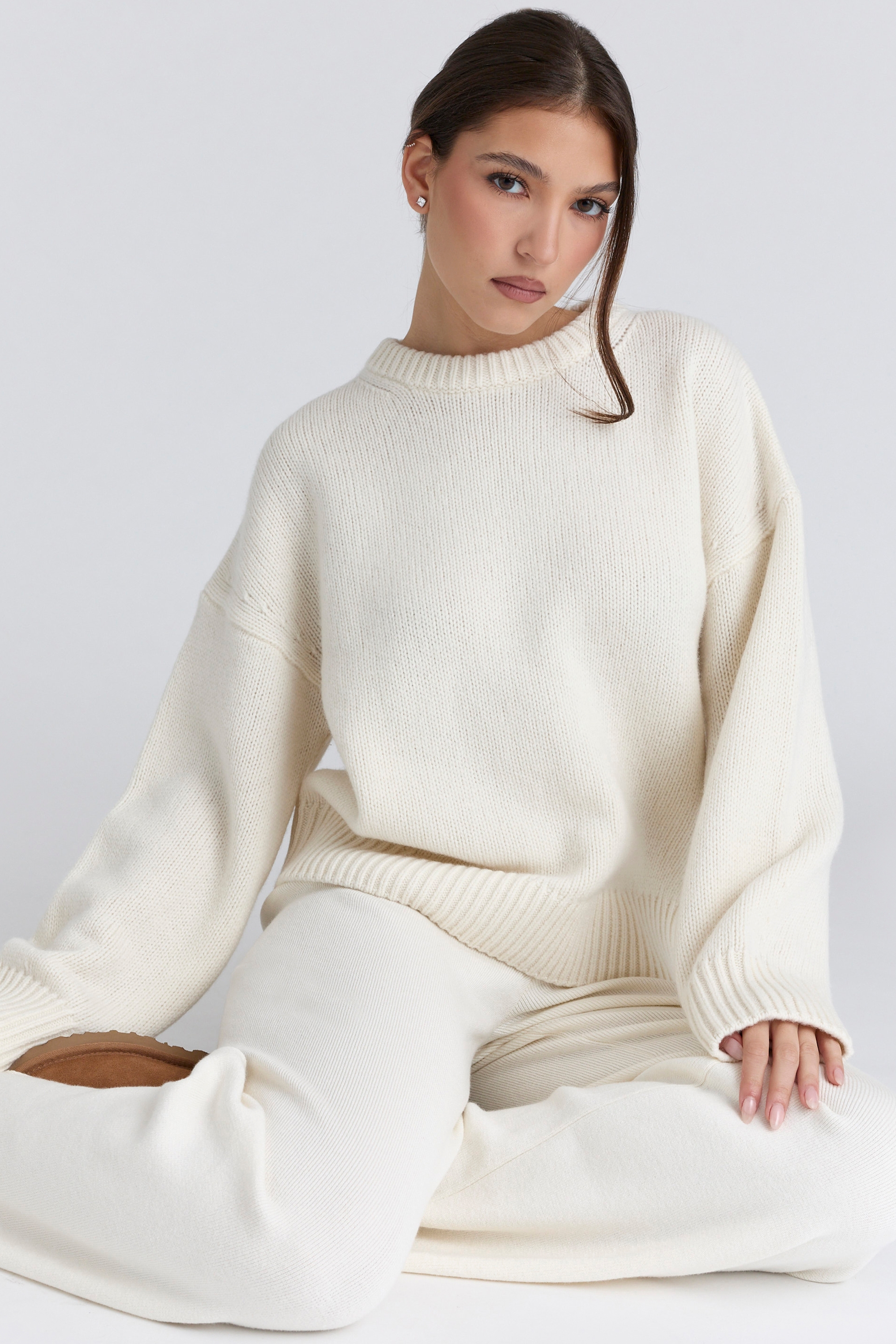 ivory wool chunky knit sweater