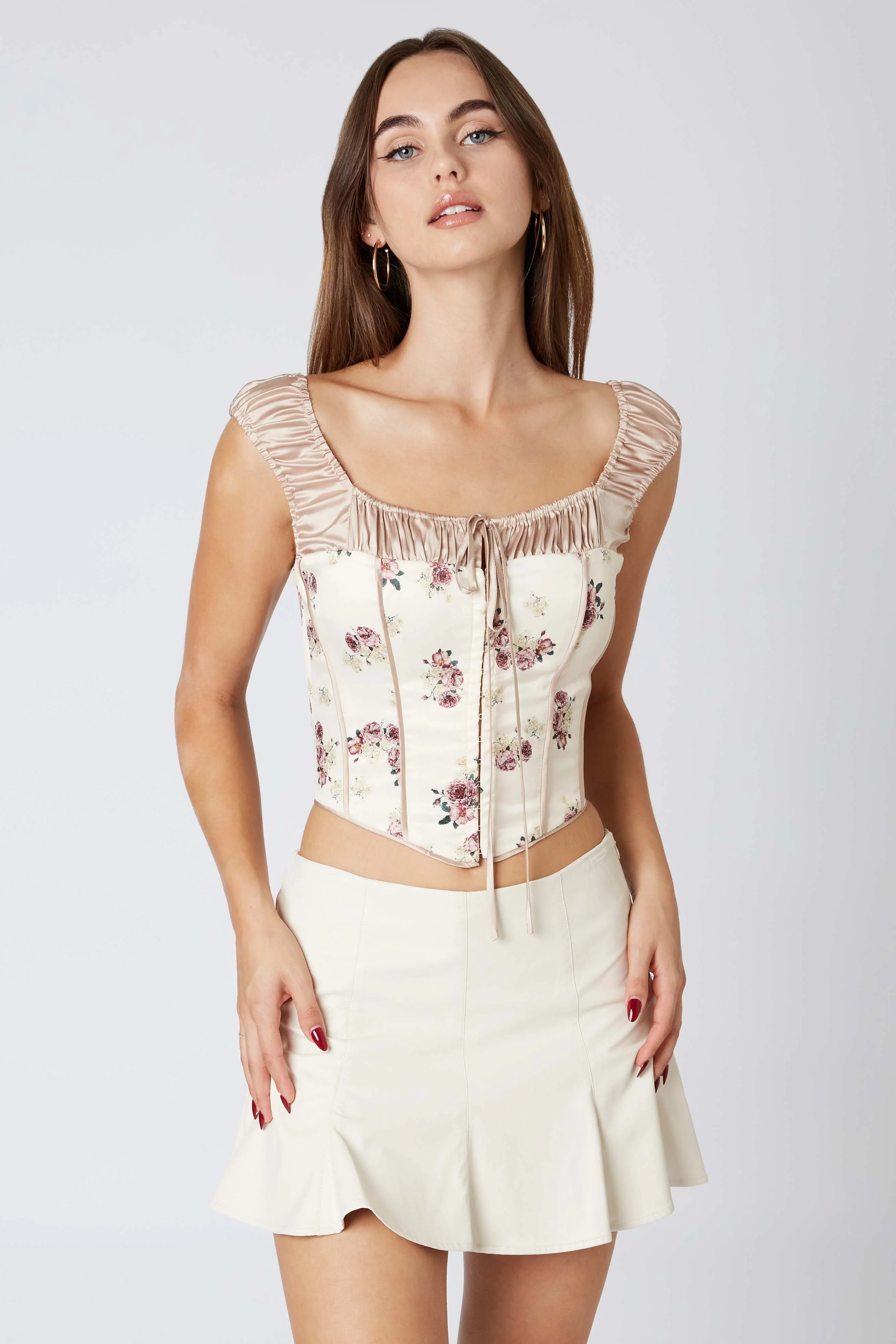 Puff Sleeve Satin Corset