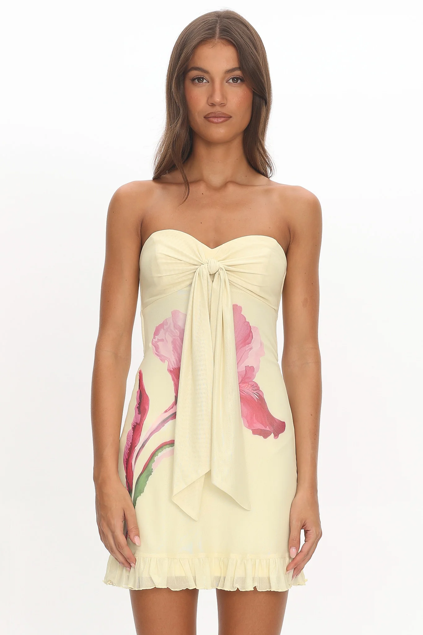 Evandra Sweetheart Neckline Strapless Mini Dress Lemon