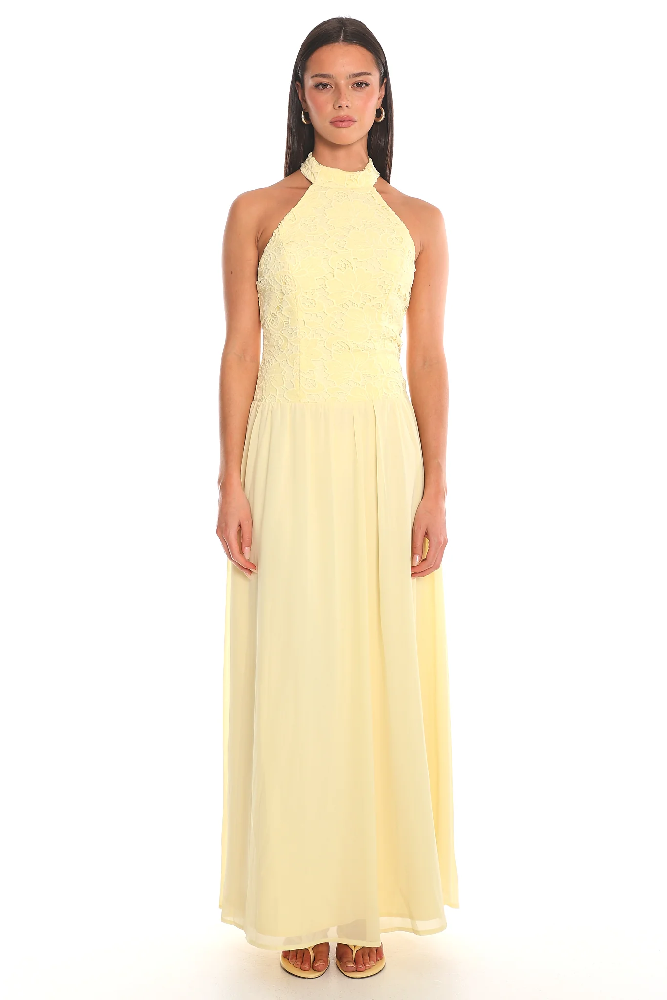Meadowlark Lace Halter Maxi Dress Butter