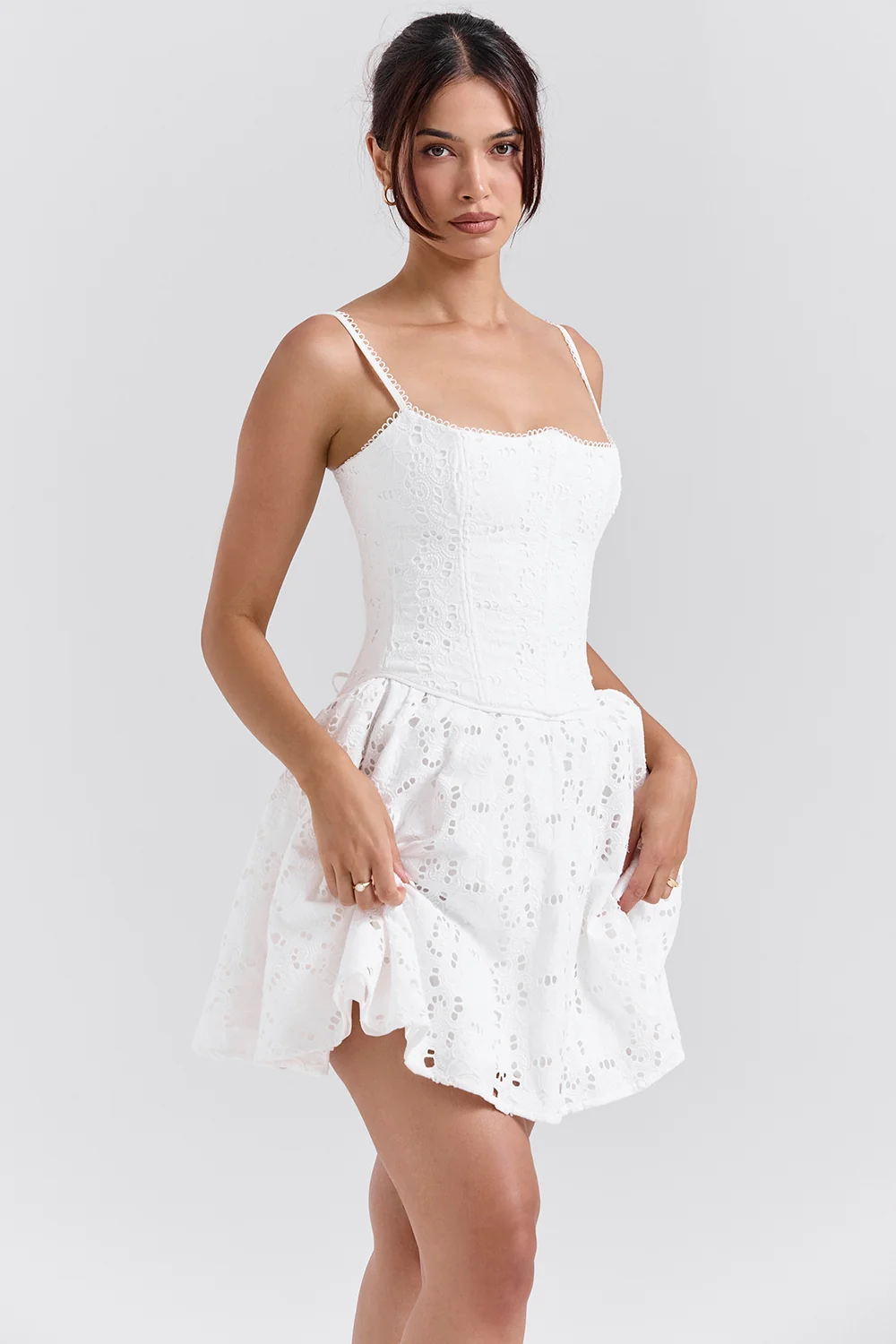 White Broderie Anglais Mini Dress