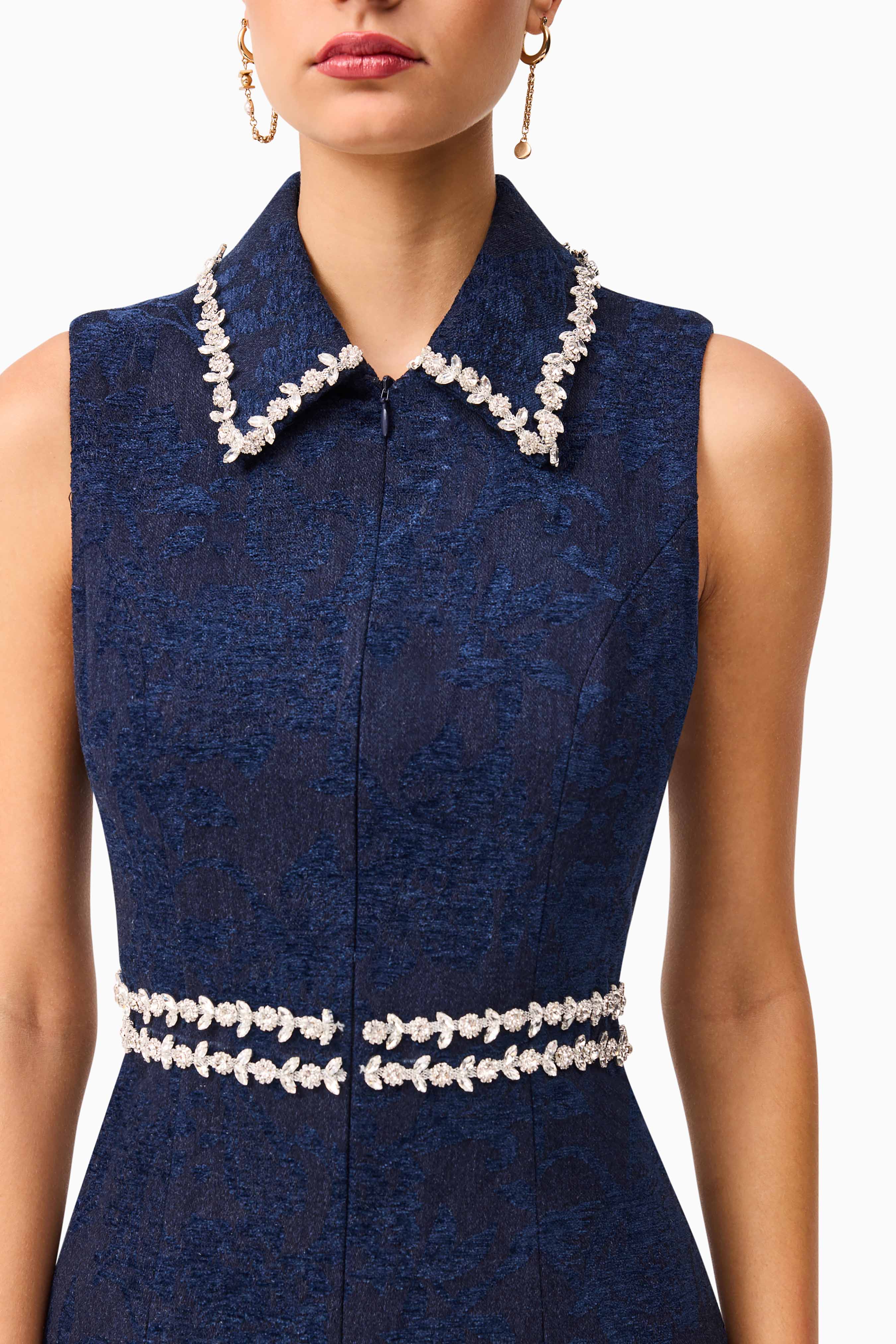 Melody Jacquard Mini Dress in Blue