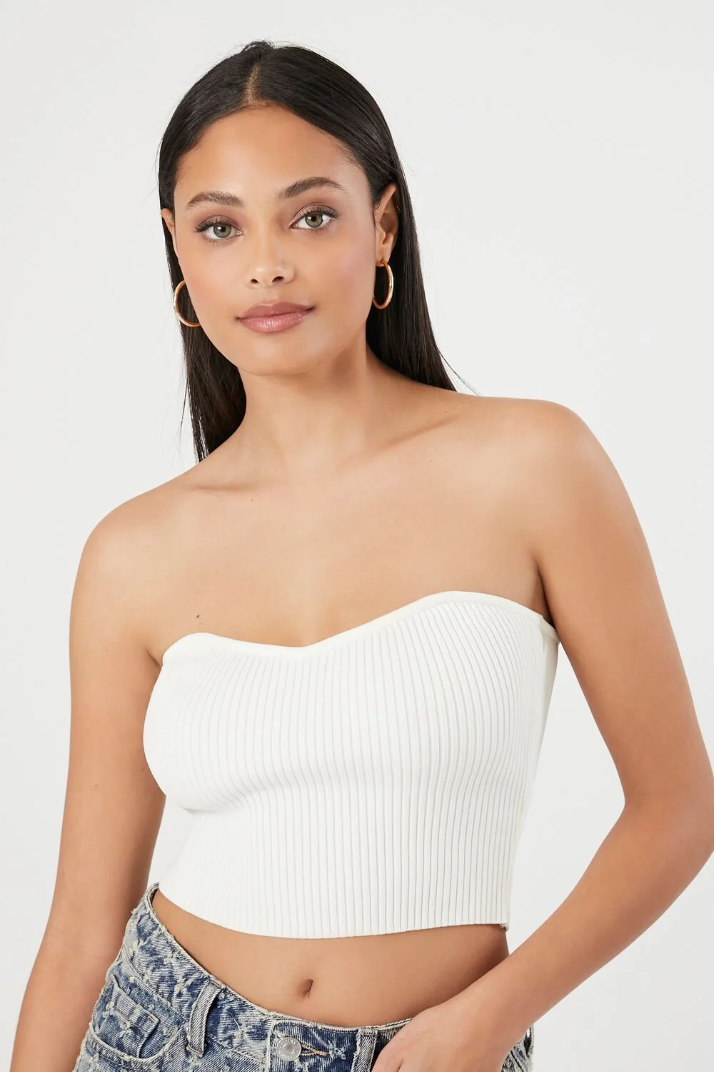 Sweater-Knit Cropped Tube Top