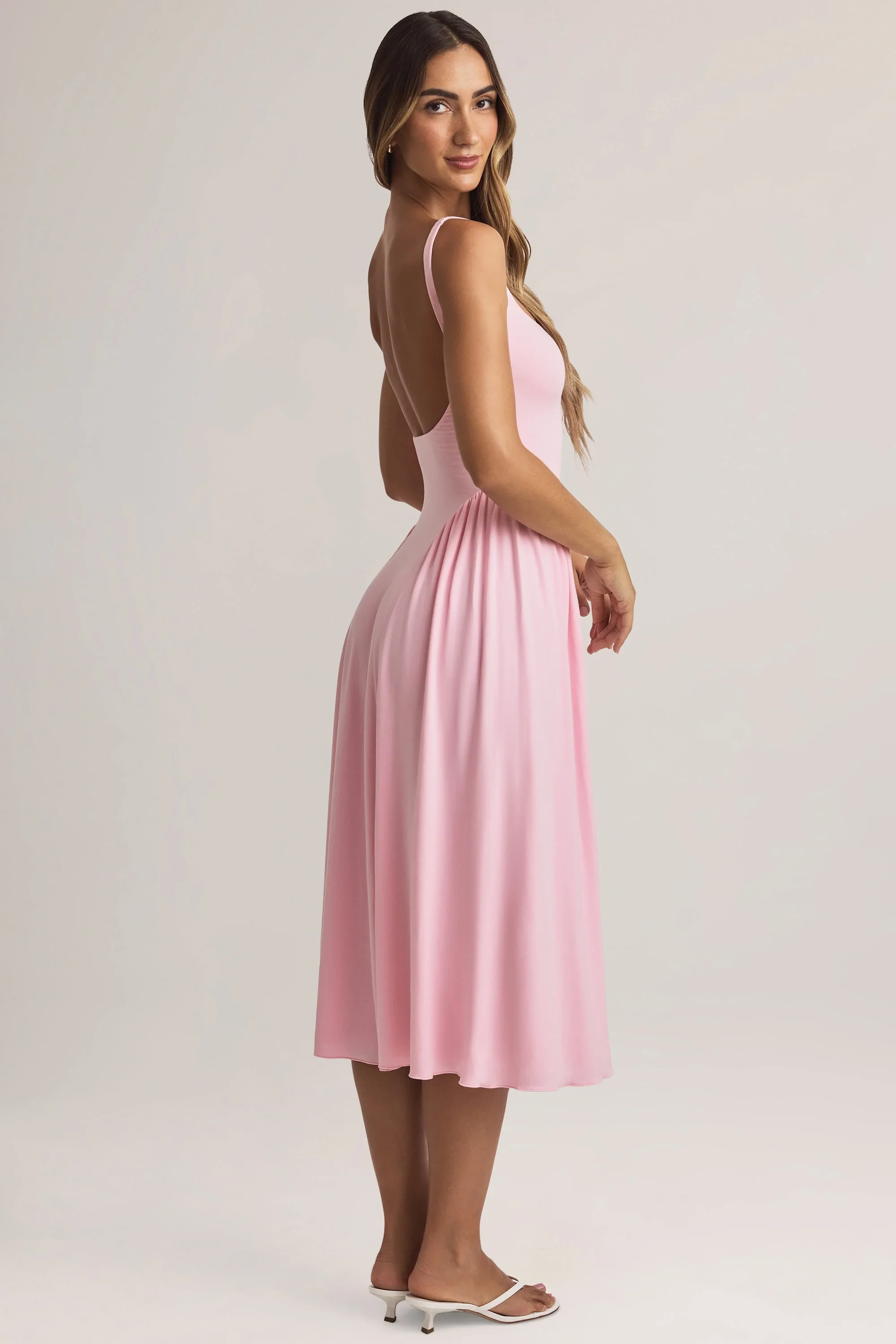 Modal A-Line Midaxi Dress in Pastel Pink