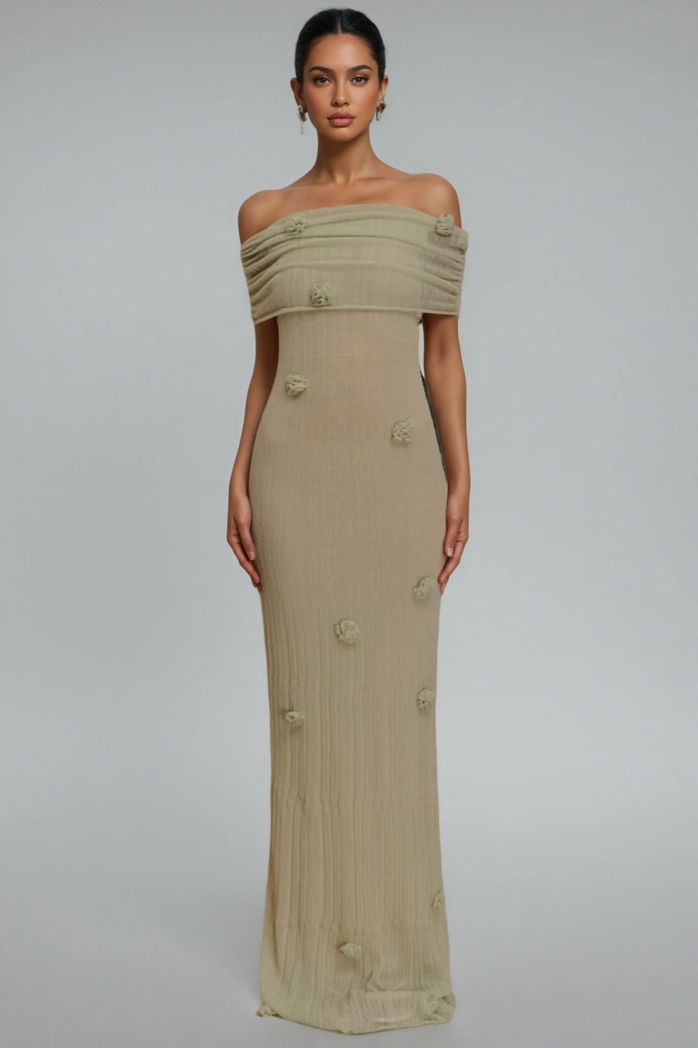 Ulrica Green Orchid Knit Maxi Dress