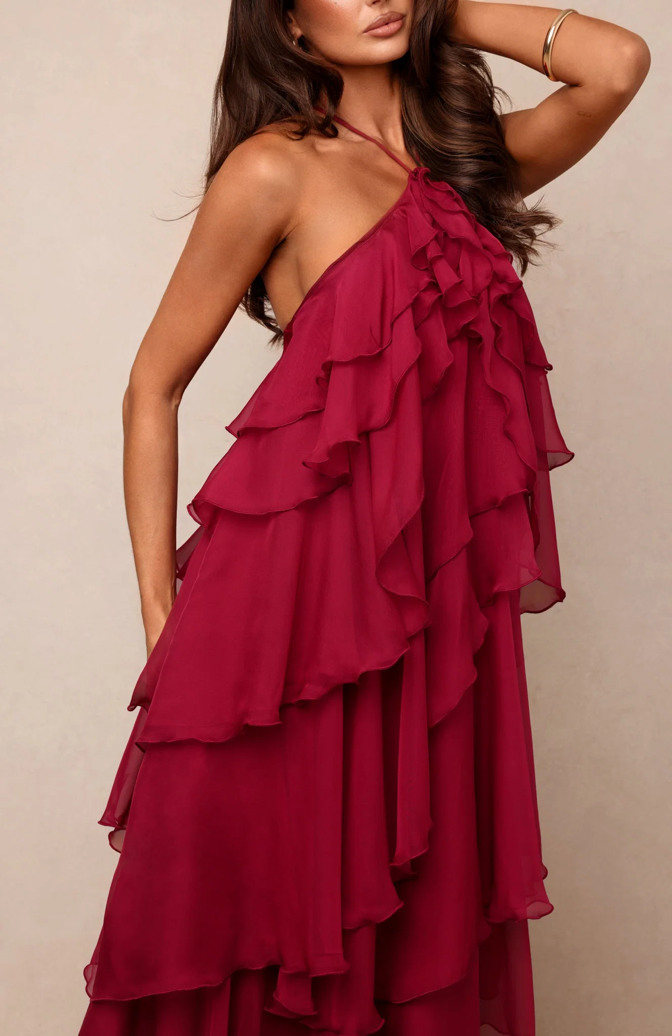 Golden Waves Maxi Dress Fuchsia - FASHION NOB