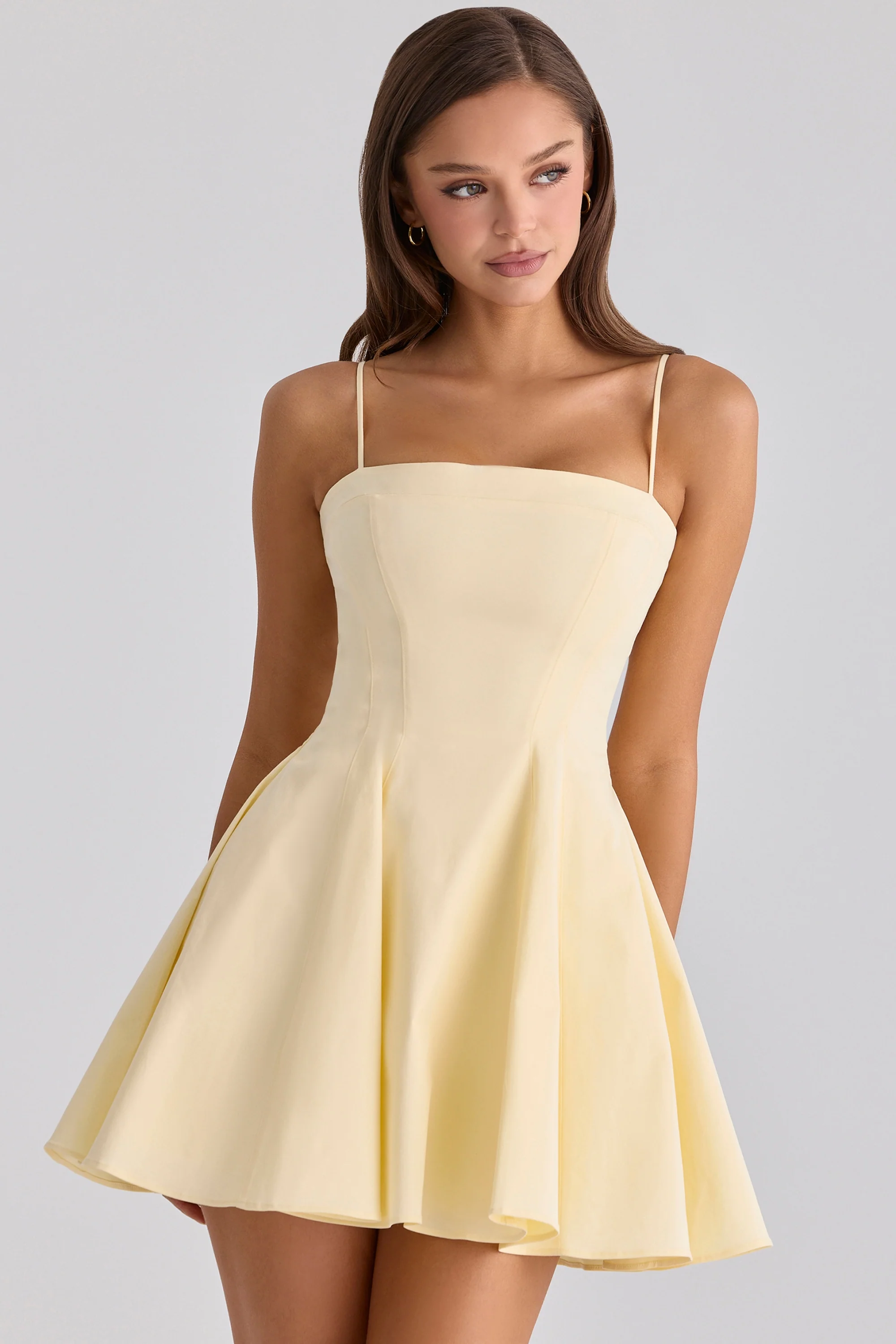 Lemon Cotton Flared Mini Sundress
