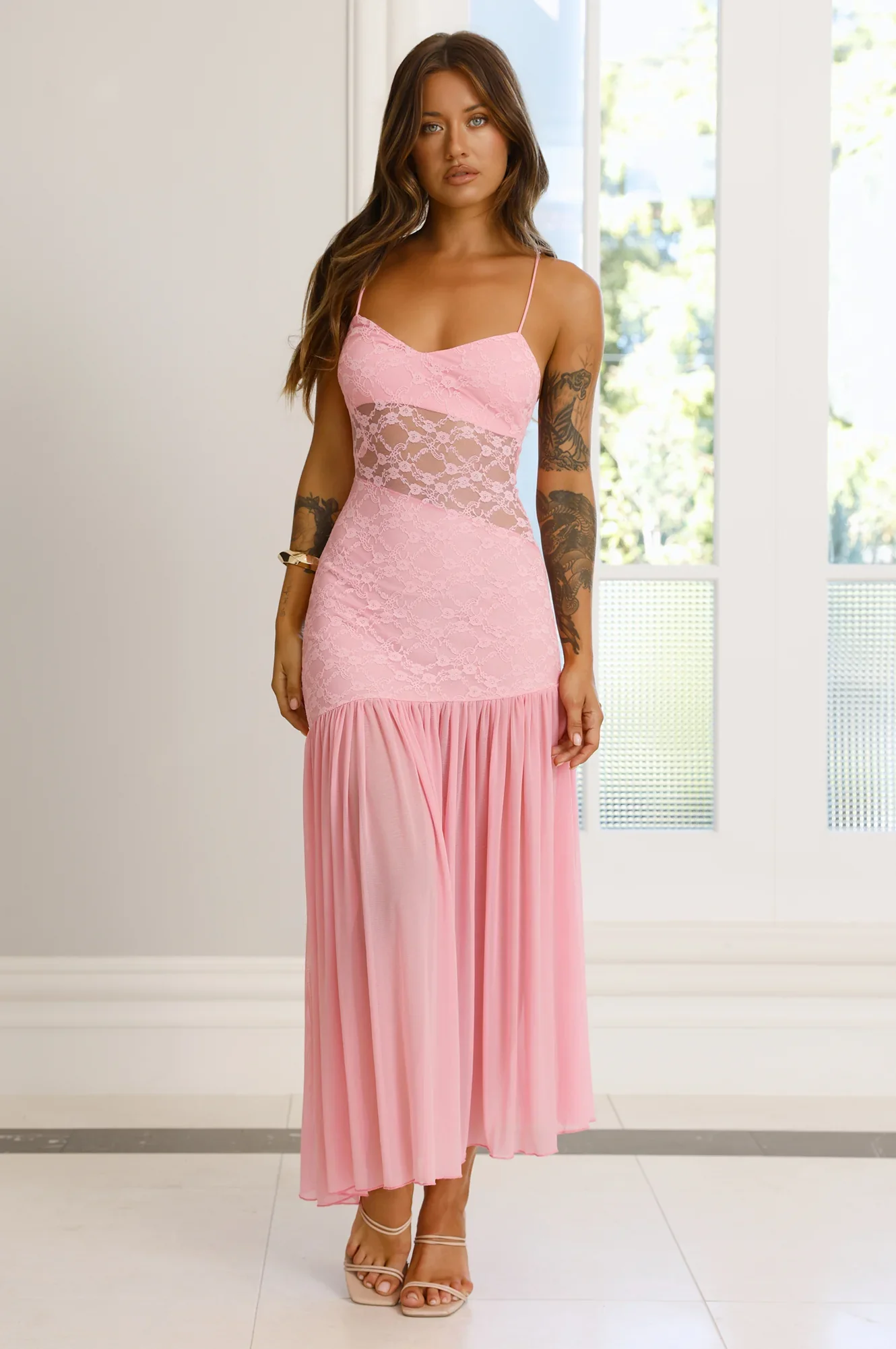 Cover Story Lace Maxi Dress Pink