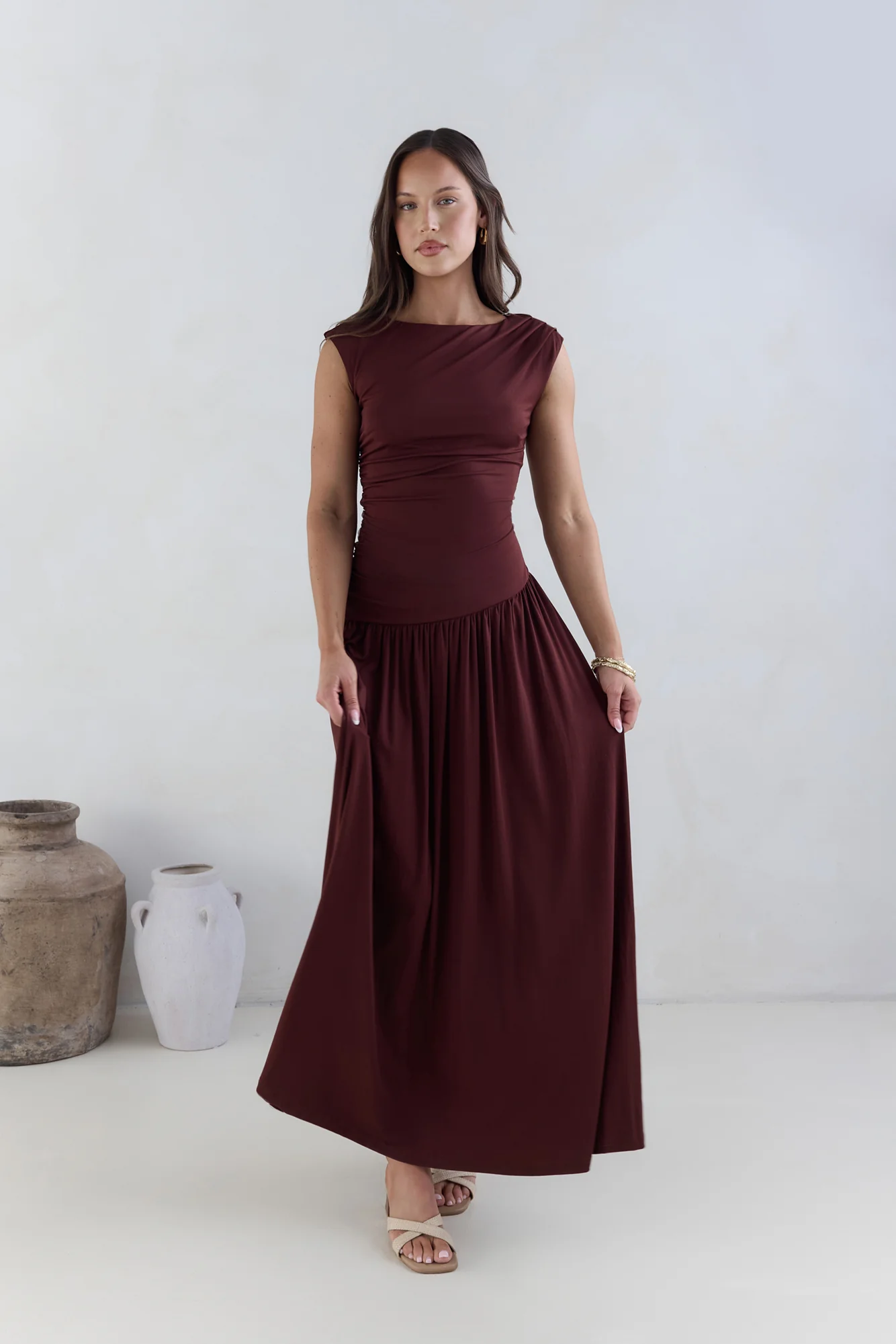 Soluna Maxi Dress Brown - luluinthesky