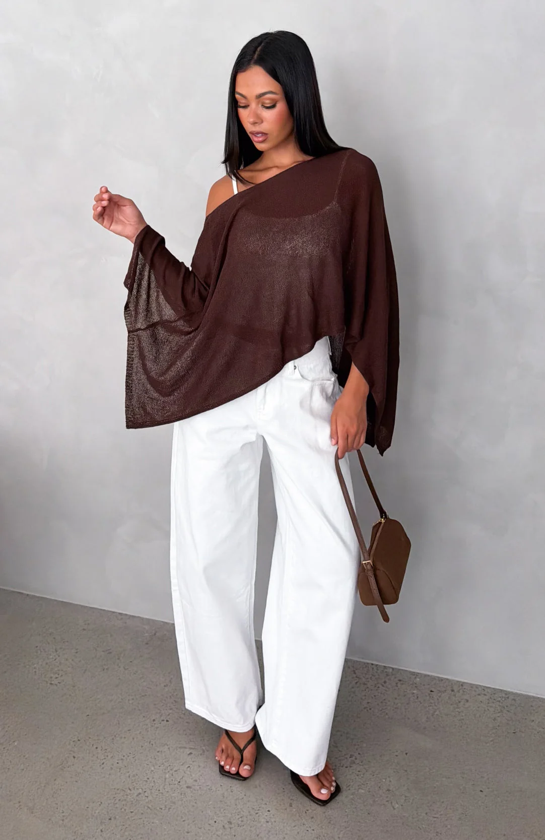 You're A Cutie Knit Poncho Top Chocolate