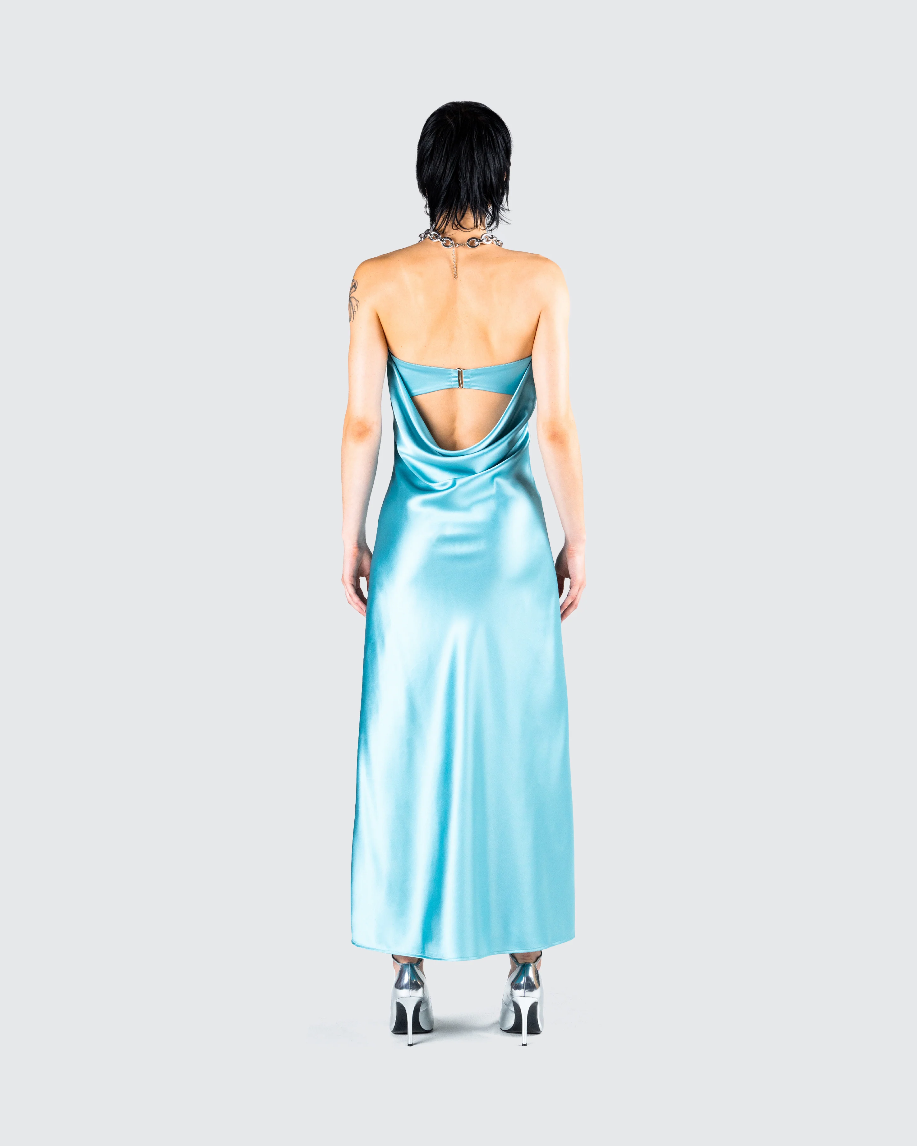 Jayden Aqua Strapless Dress