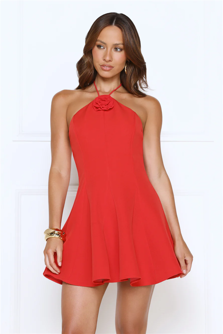 Sparkle Social Mini Dress Red