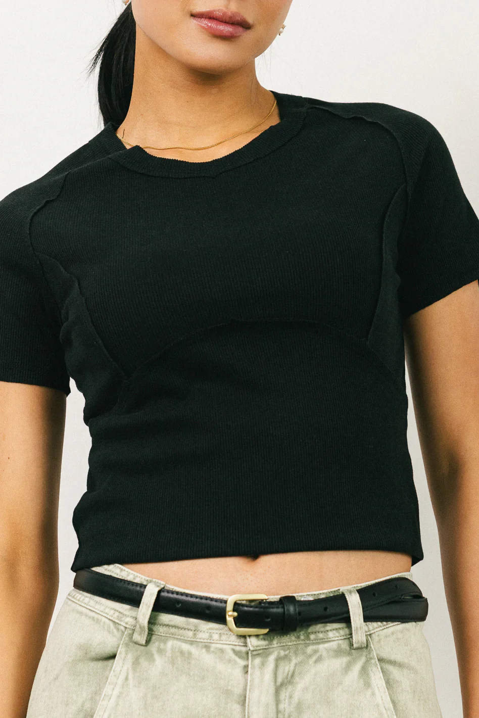 Tillie Reverse Seam Top in Black