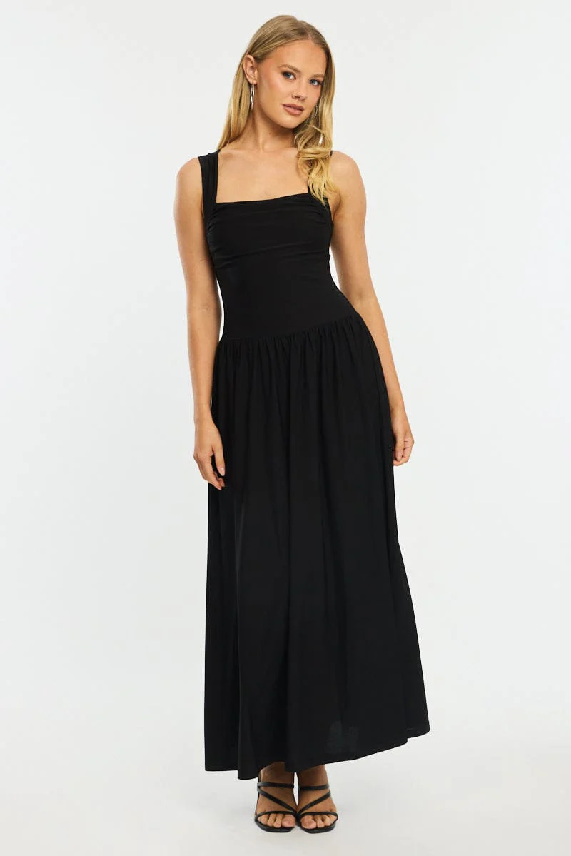 Black Maxi Dress Square Neck