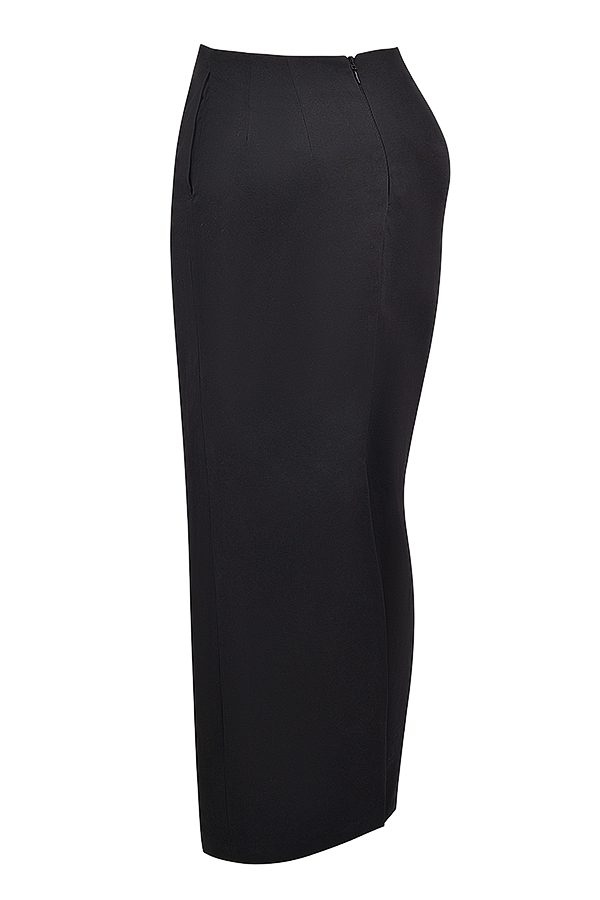 Black Twill Maxi Skirt