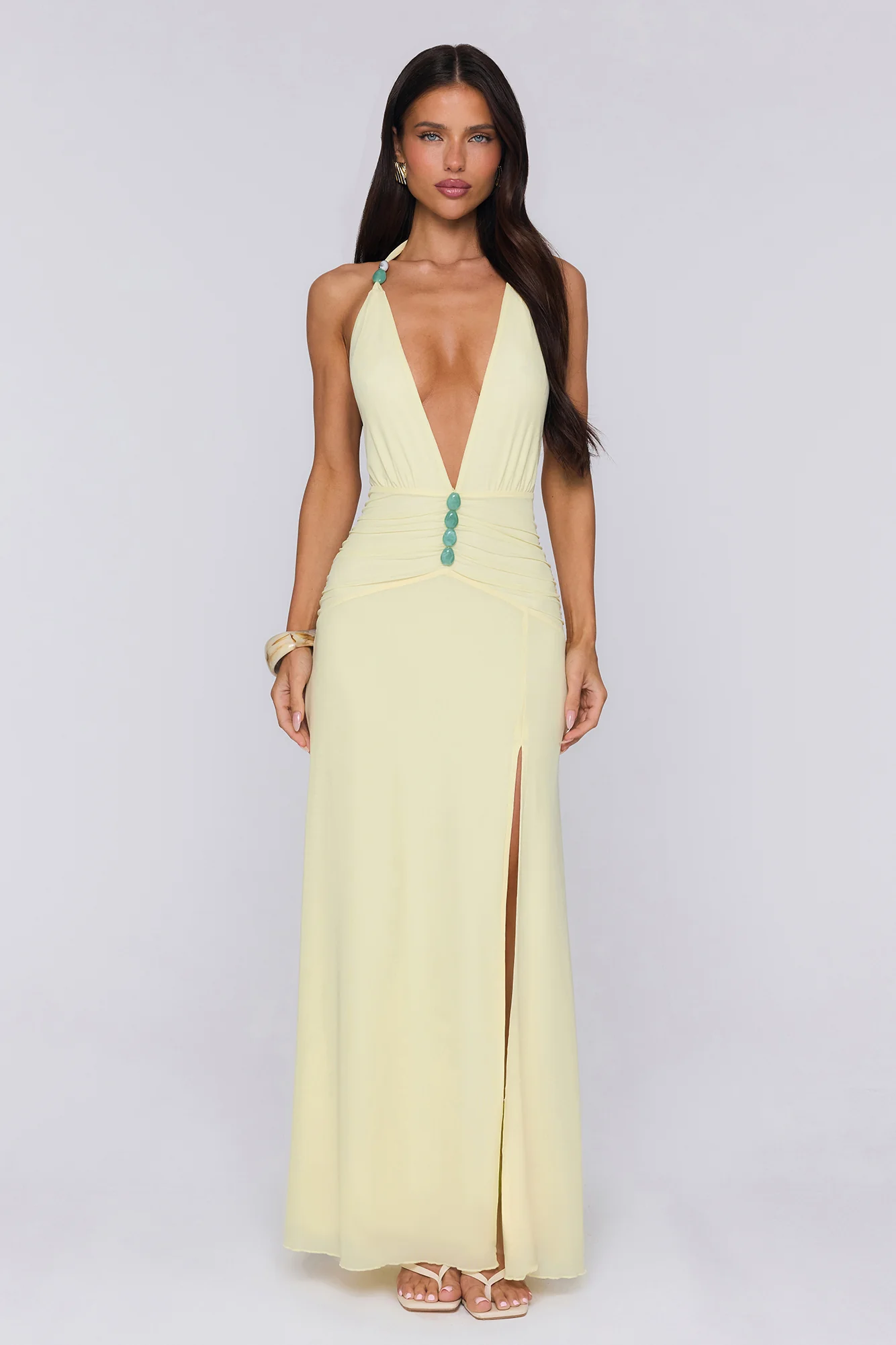 Secret Embrace Halter Maxi Dress Yellow