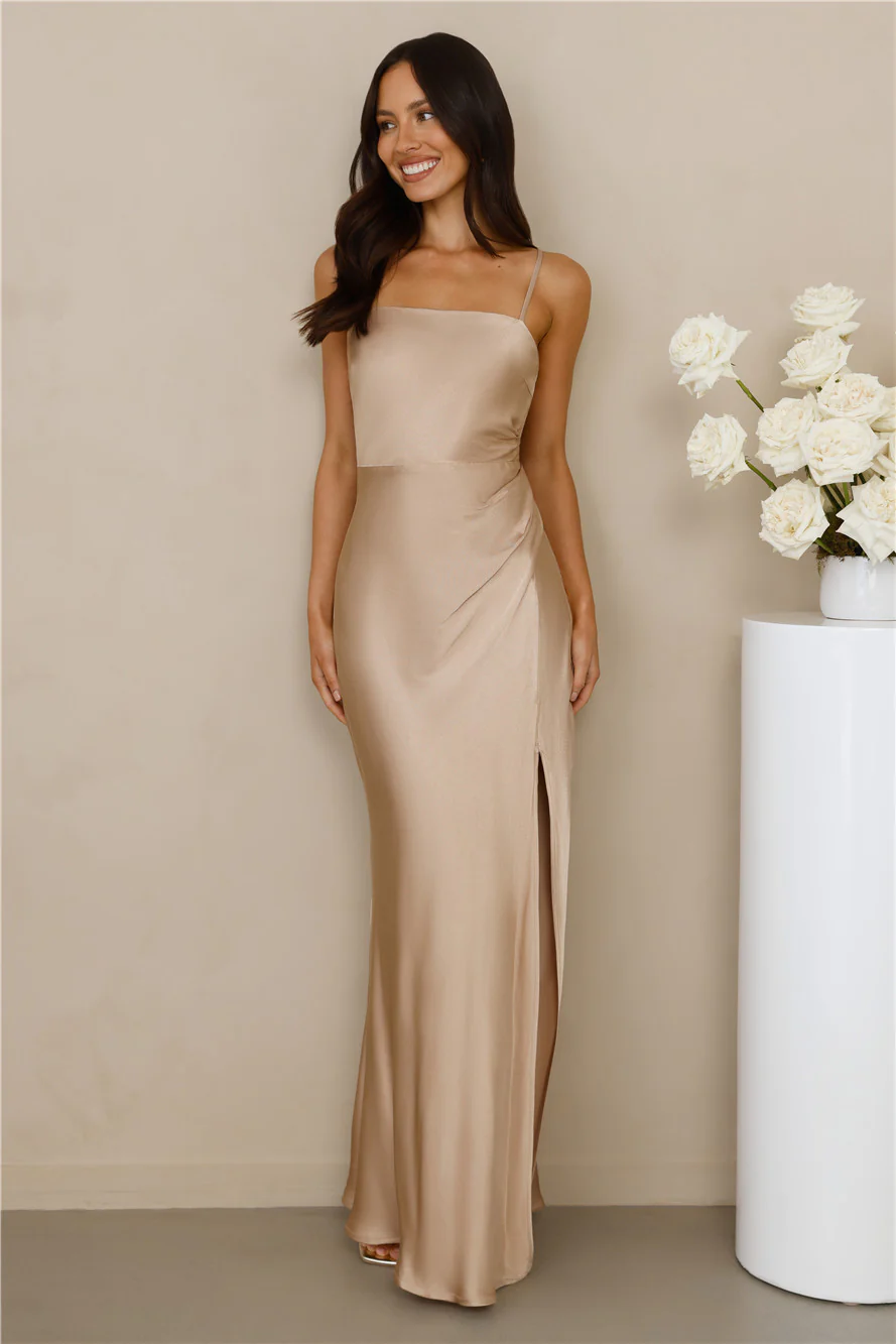 The Violetta Satin Maxi Dress Champagne
