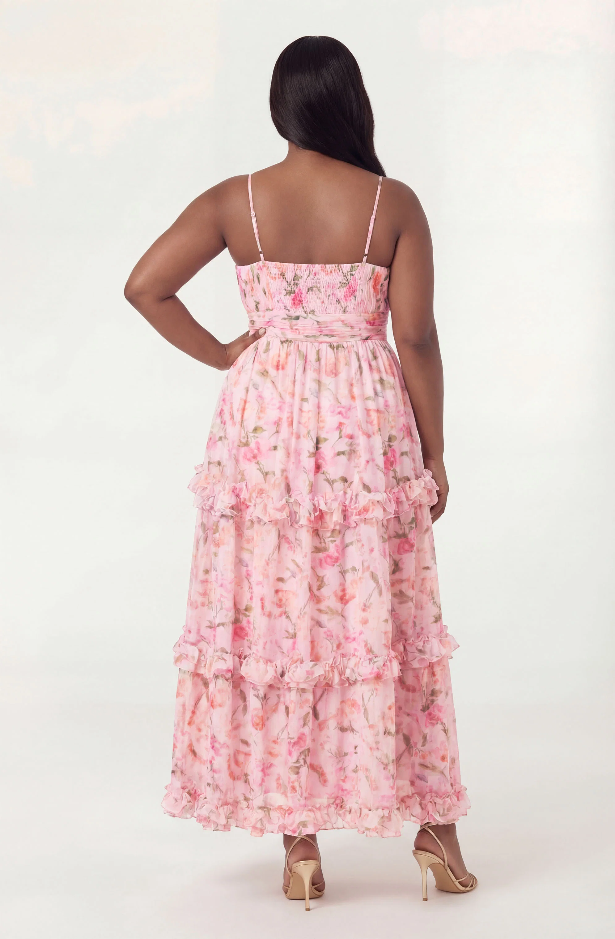 Ayanna Floral Pleated Tiered Maxi Dress
