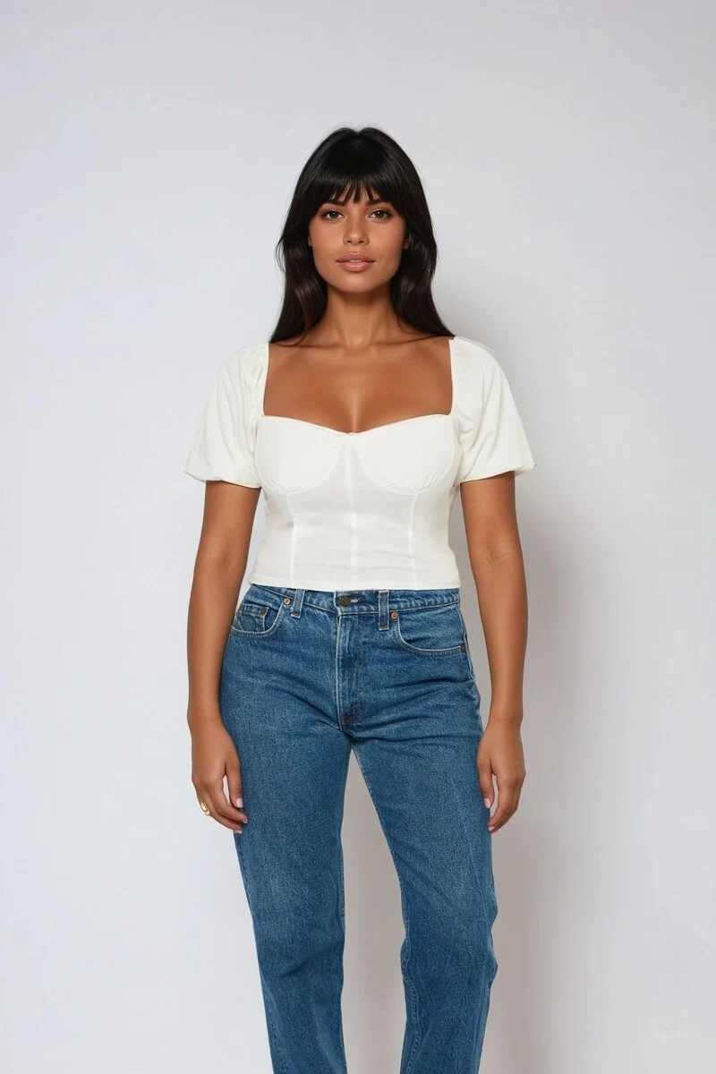 Jersey Knit Puff-Sleeve Top