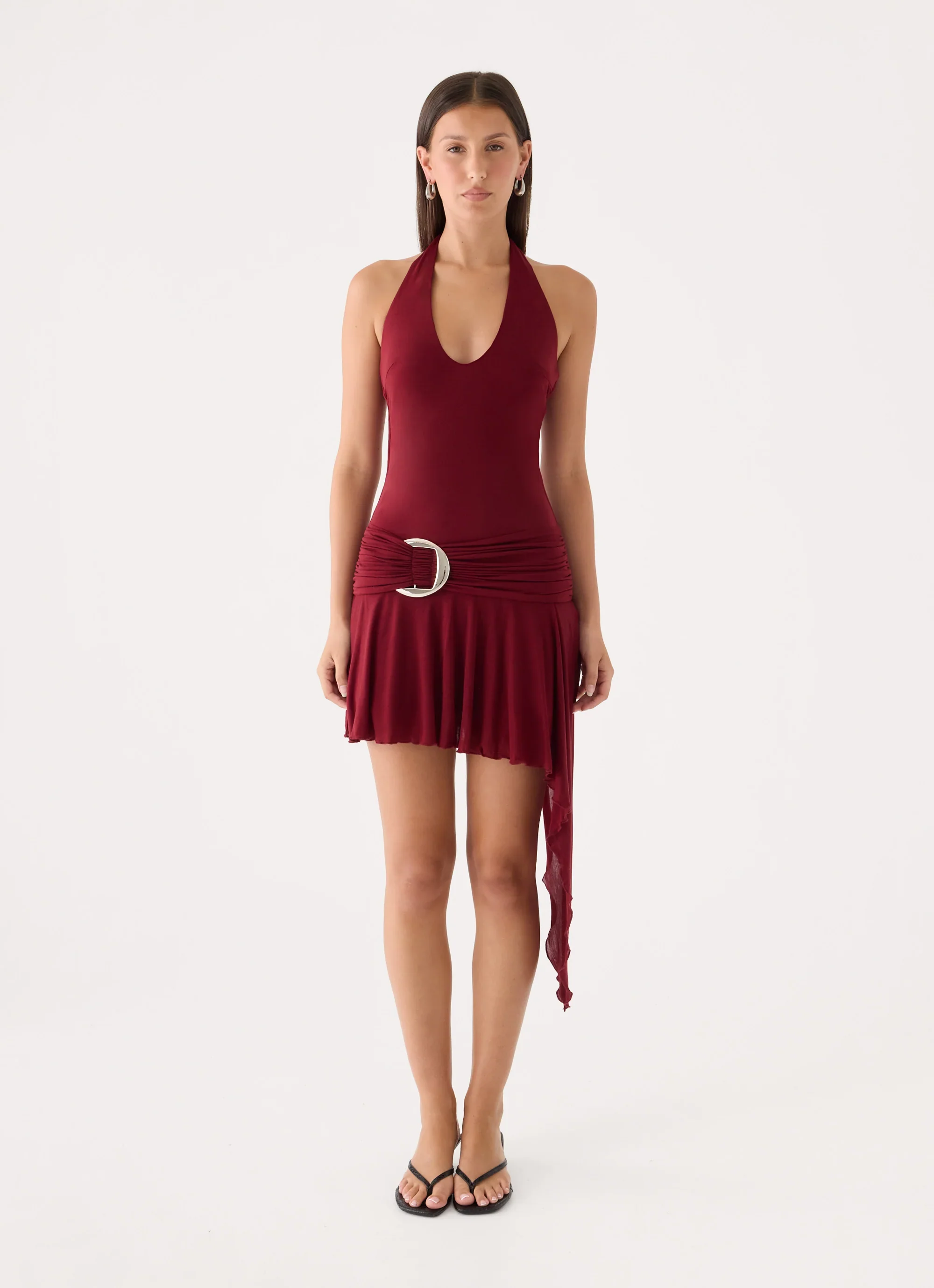 Nilima Halter Mini Dress - Maroon