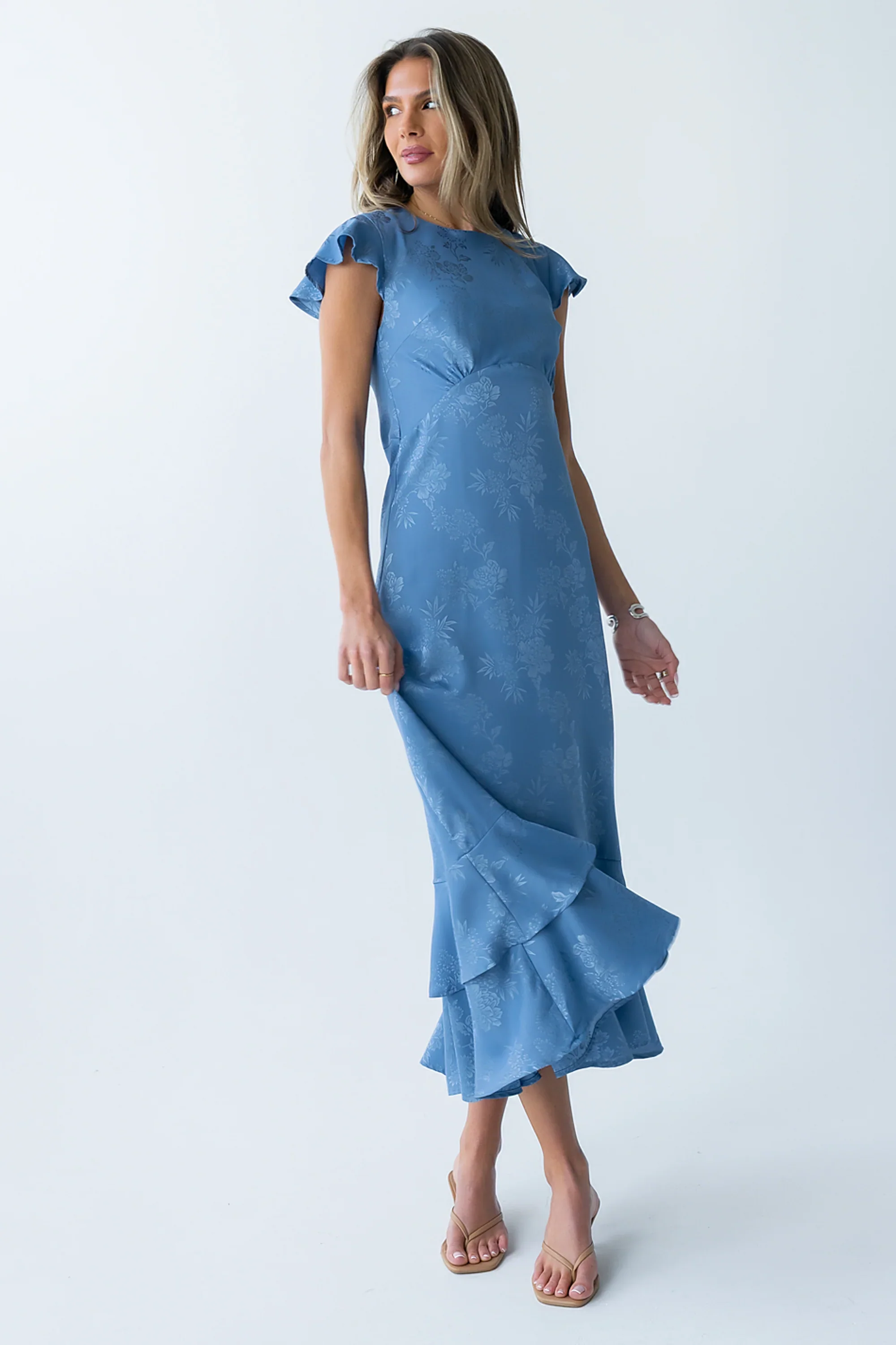 Mateo Floral Maxi Dress in Blue
