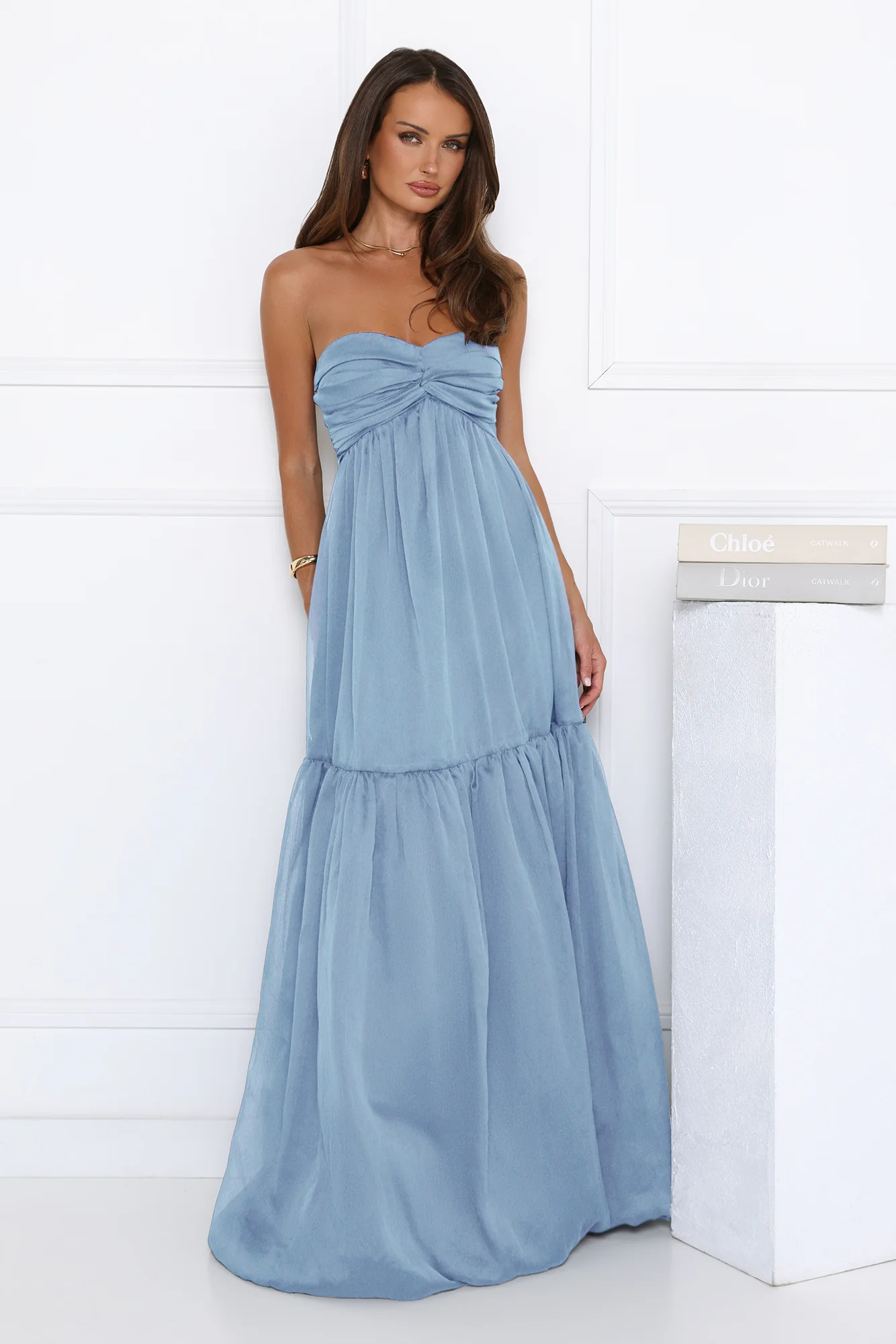 Unforgettable Style Strapless Maxi Dress Blue