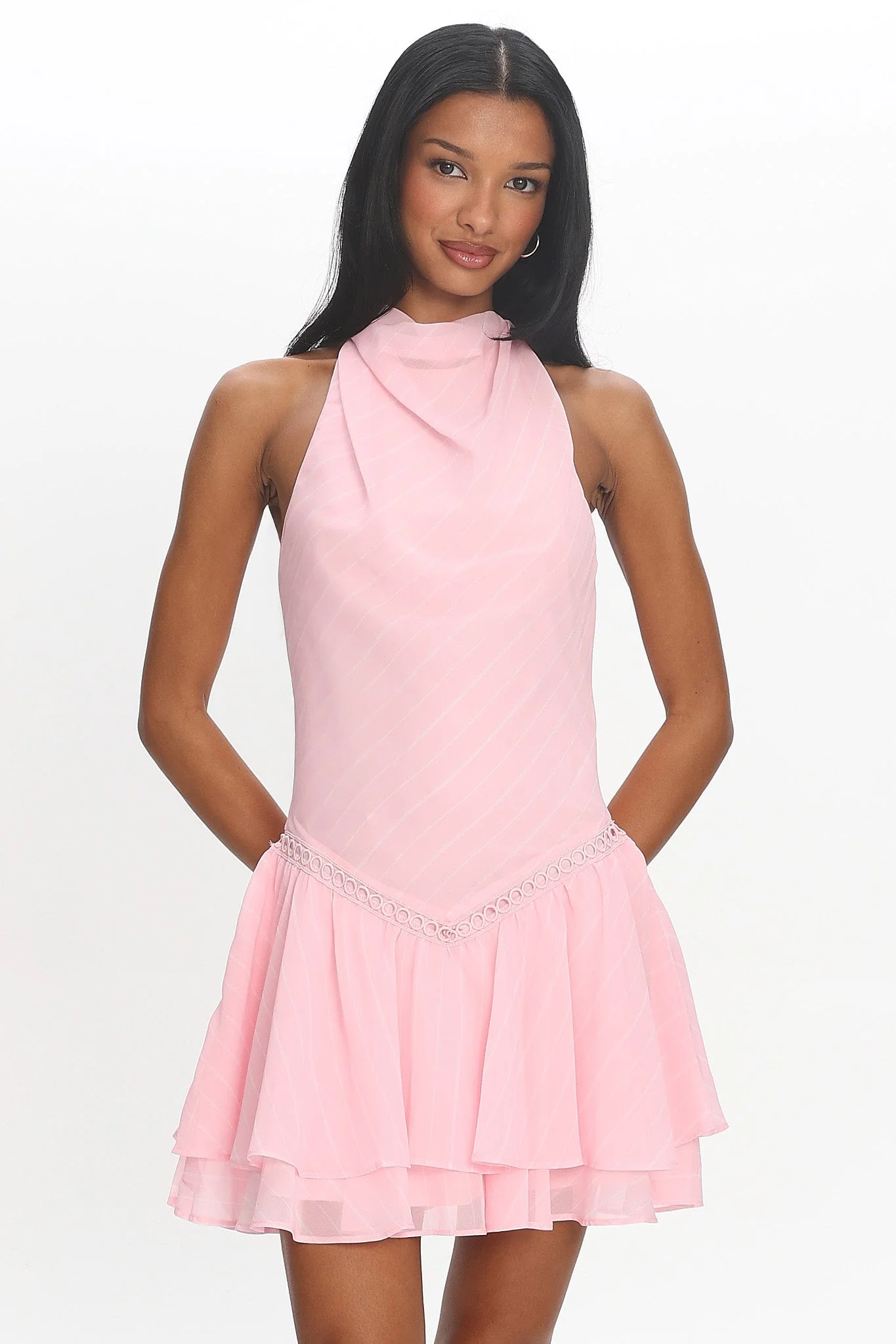 Perion Halter Mini Dress Light Pink
