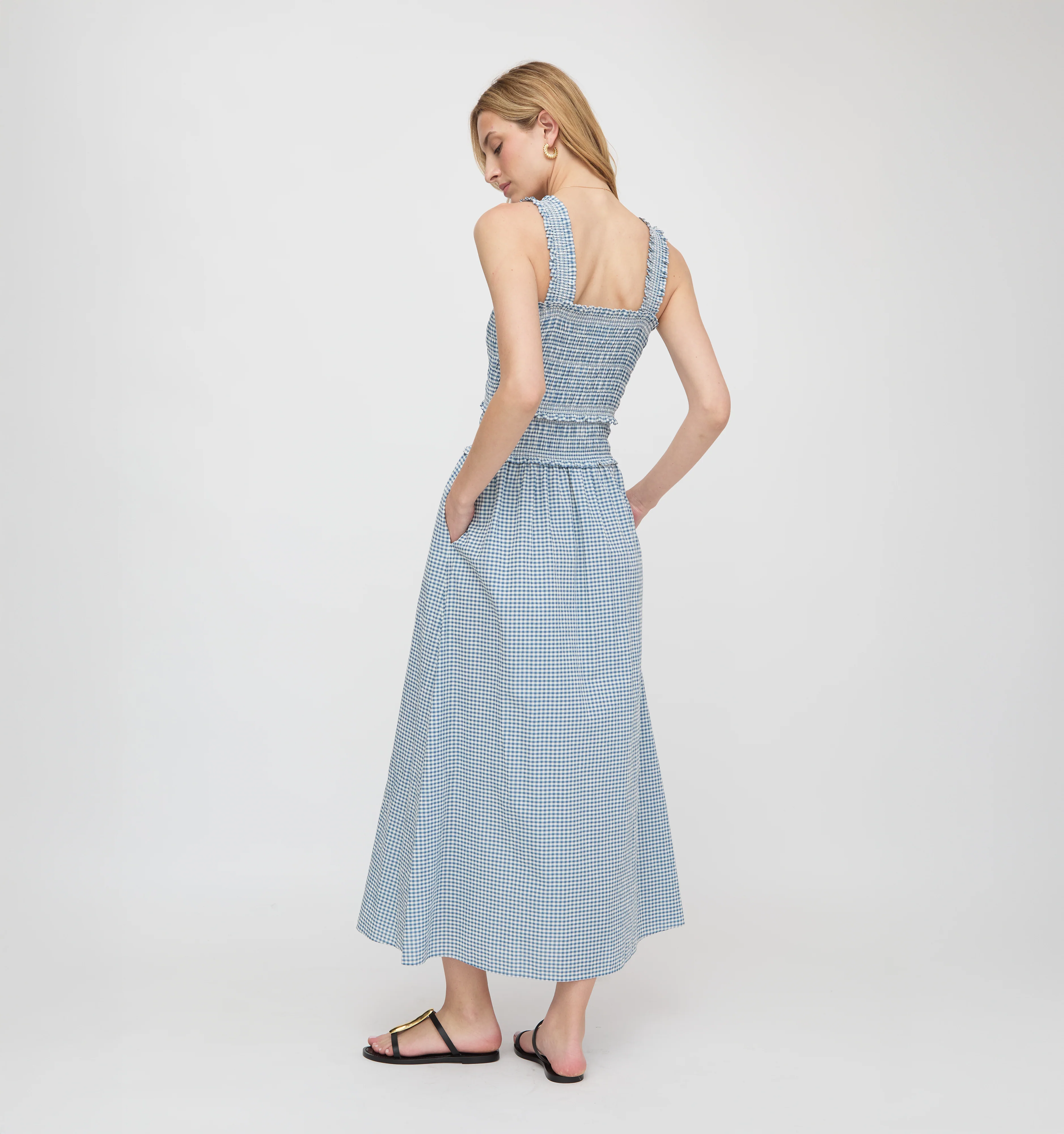 The Azalea Maxi Nap Dress - Lagoon Gingham