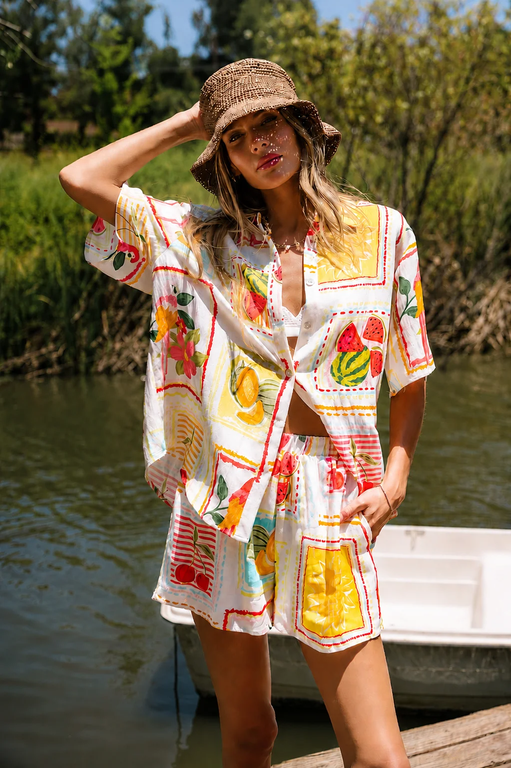 Nadine Collared Abstract Top - FINAL SALE