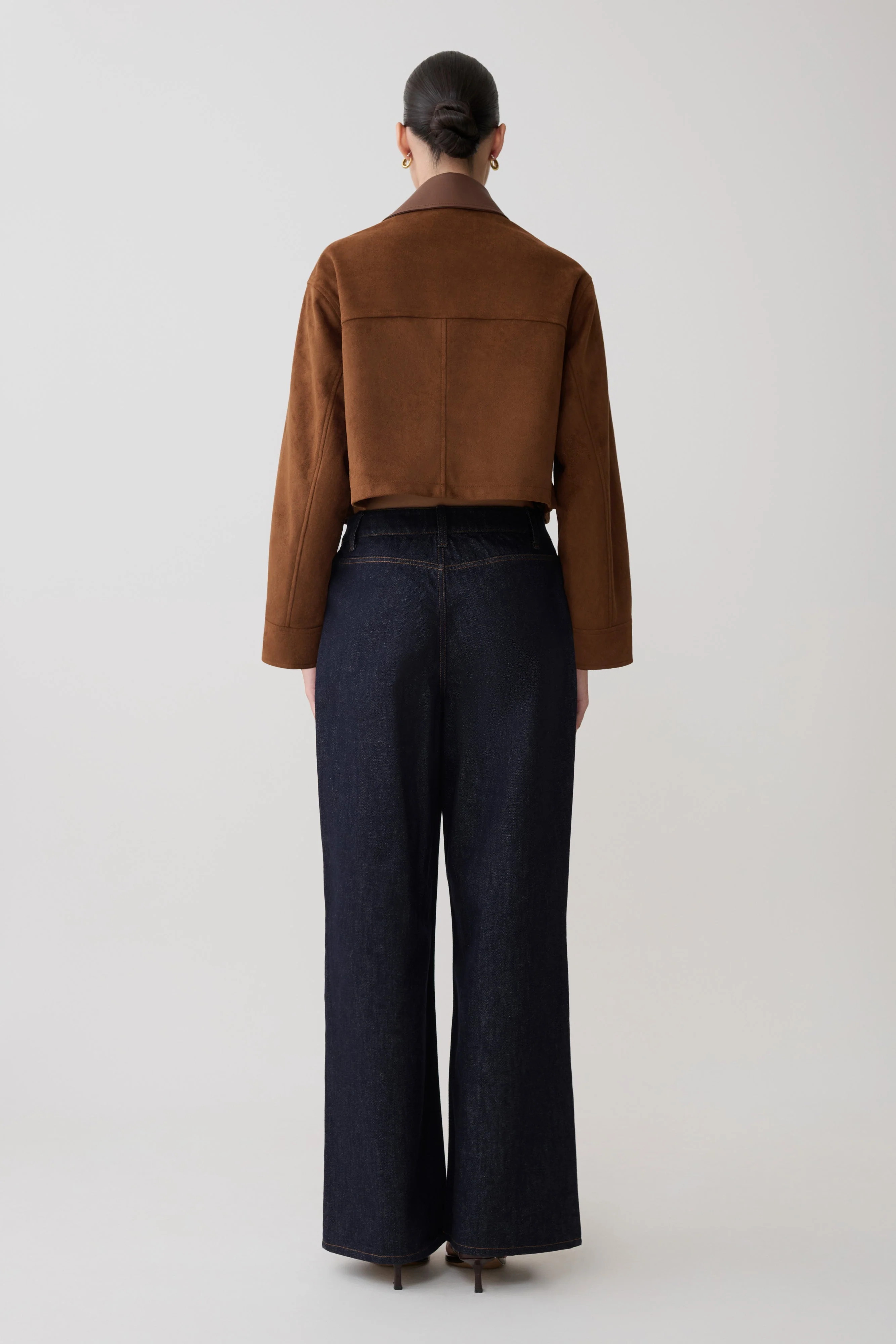Remy Faux Suede & Leather Collared Jacket - Tan