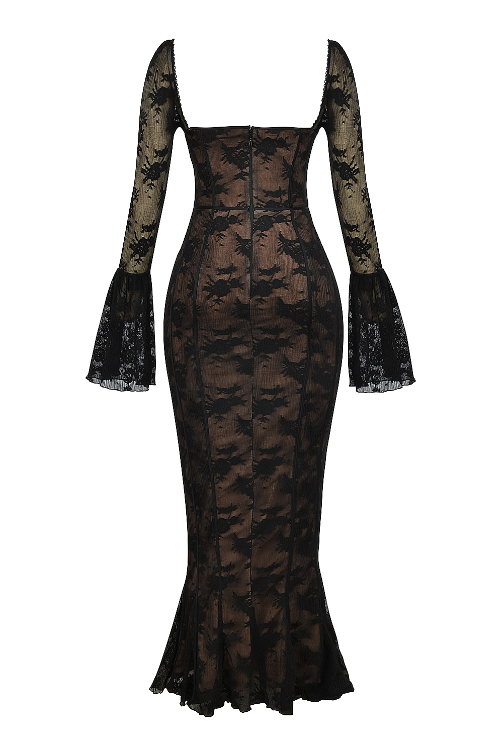 Black Long Sleeve Lace Maxi Dress