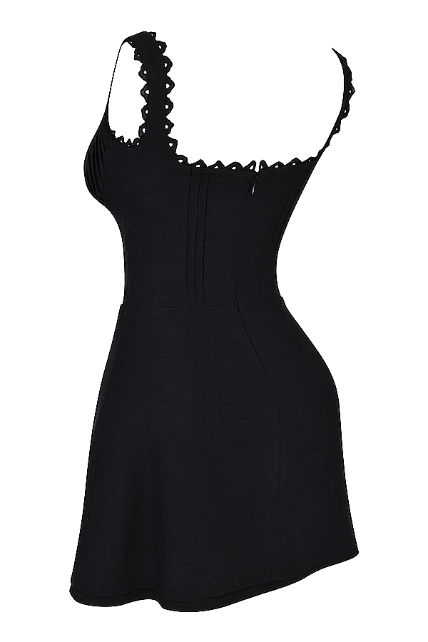 Black Pin Tuck Mini Dress