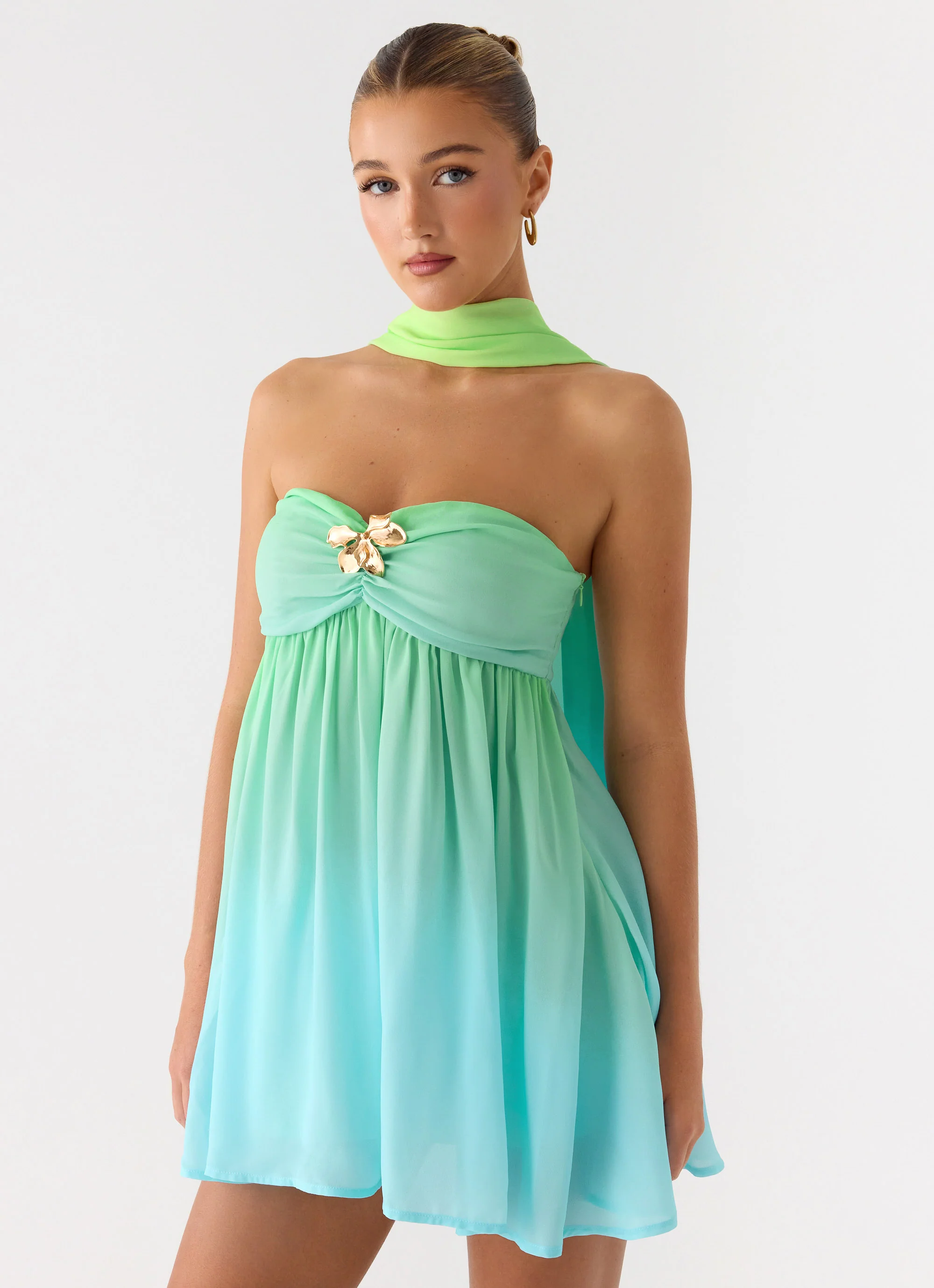 Calantha Scarf Mini Dress - Sea Ombre