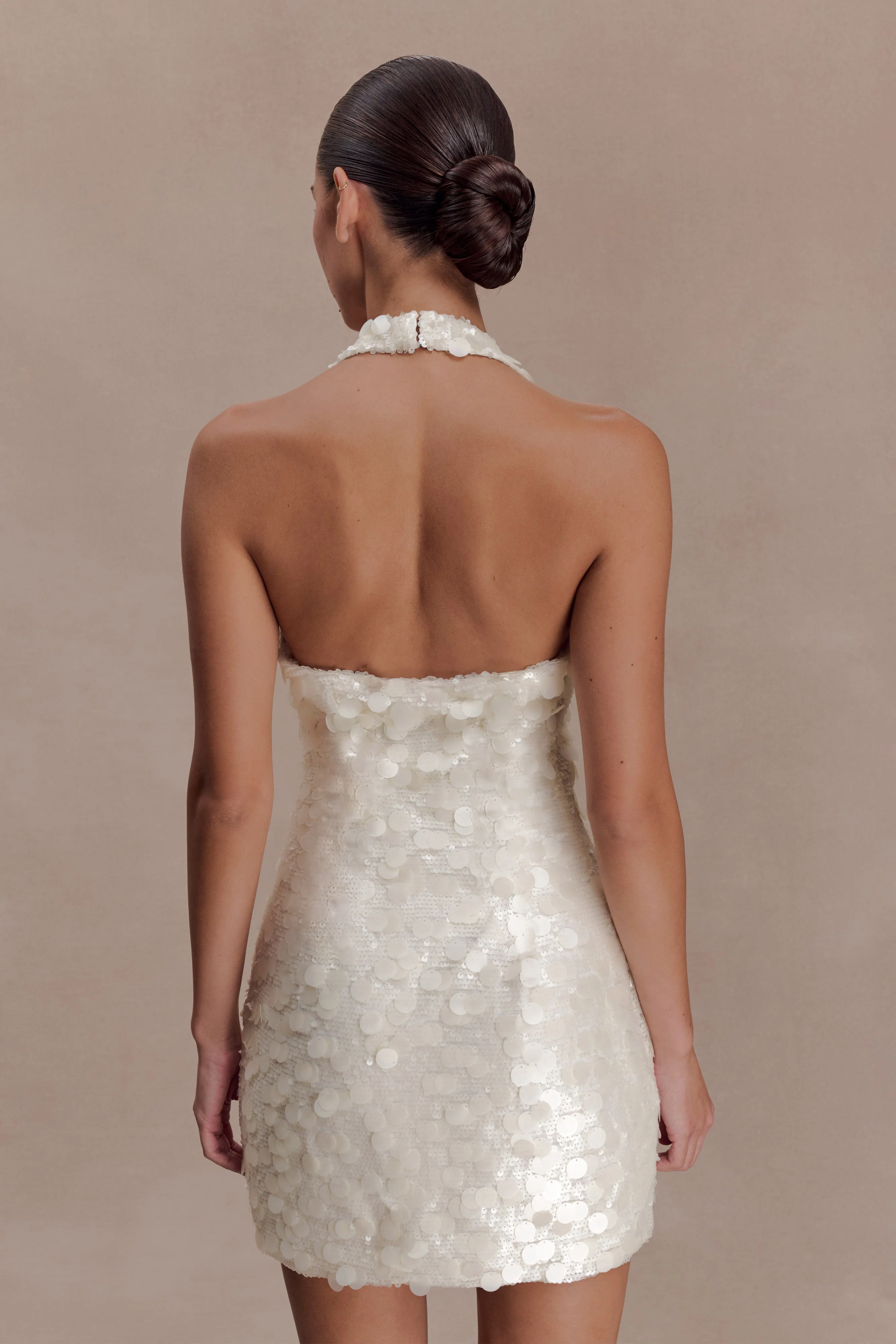 Caralee Sequin Halter Mini Dress - Ivory
