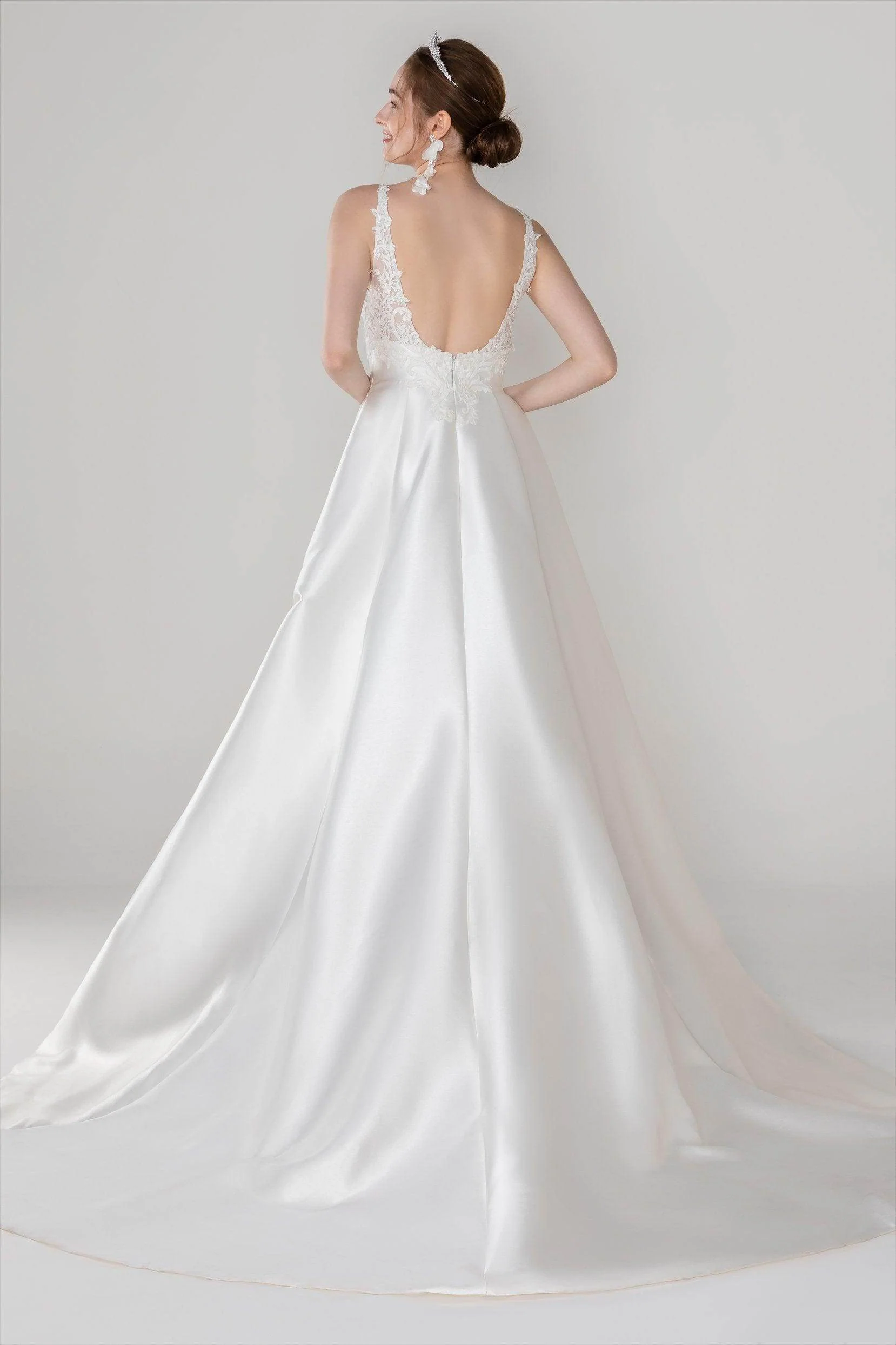 A-Line Court Train Mikado Wedding Dress CW2449