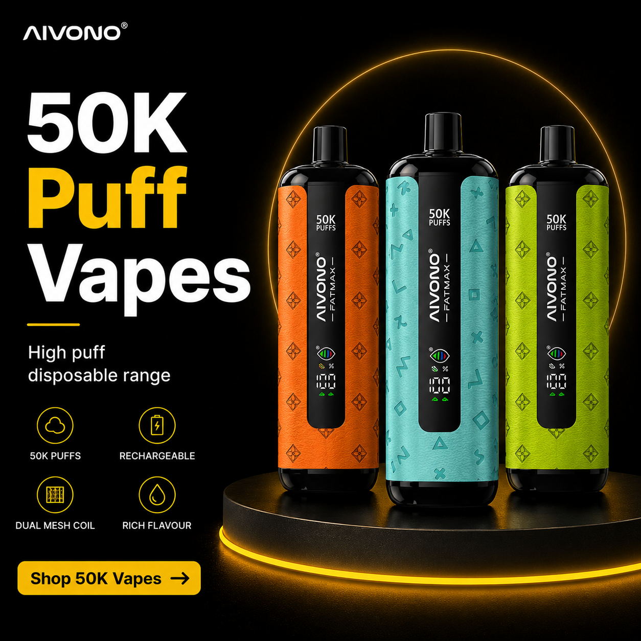 AIVONO 50K puff vape collection banner