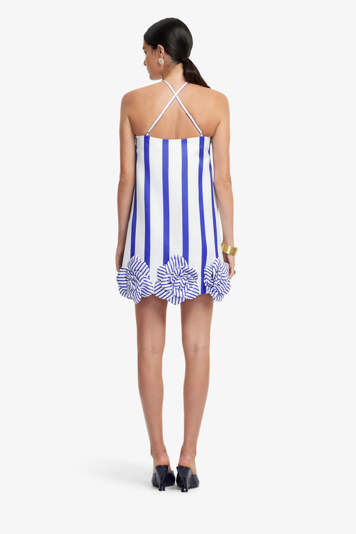Suzy Striped Halterneck Mini Dress - Navy