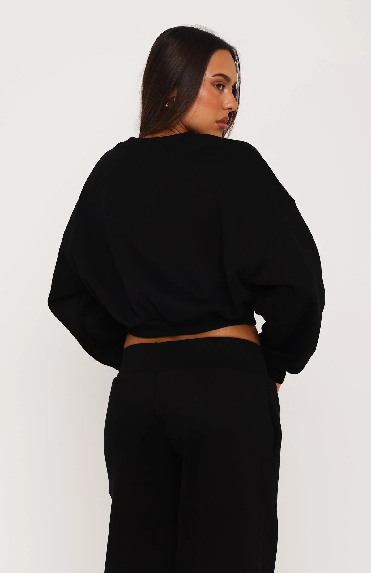 Give You A Break Cropped V Neck Boxy Sweater Black