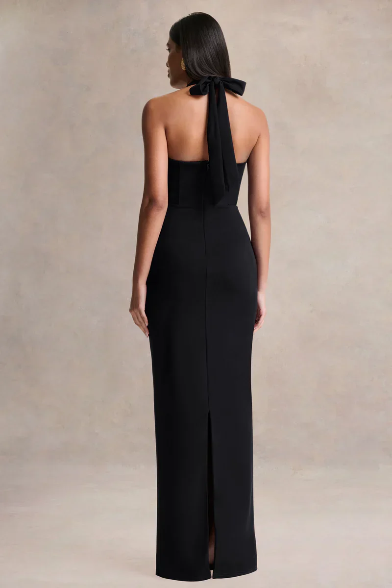 Robyn | Black Sweetheart-Neck Maxi Dress