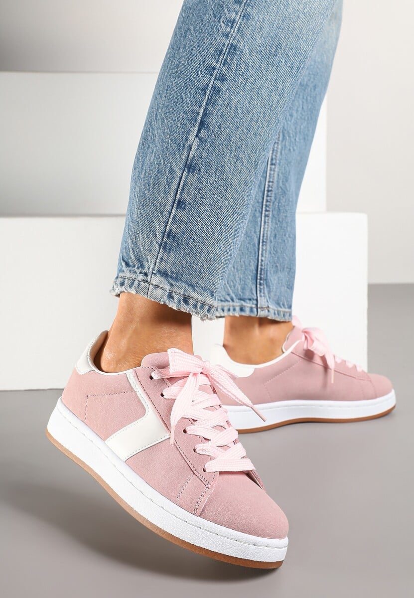 Różowe Sneakersy z Geometrycznym Motywem Taniffia